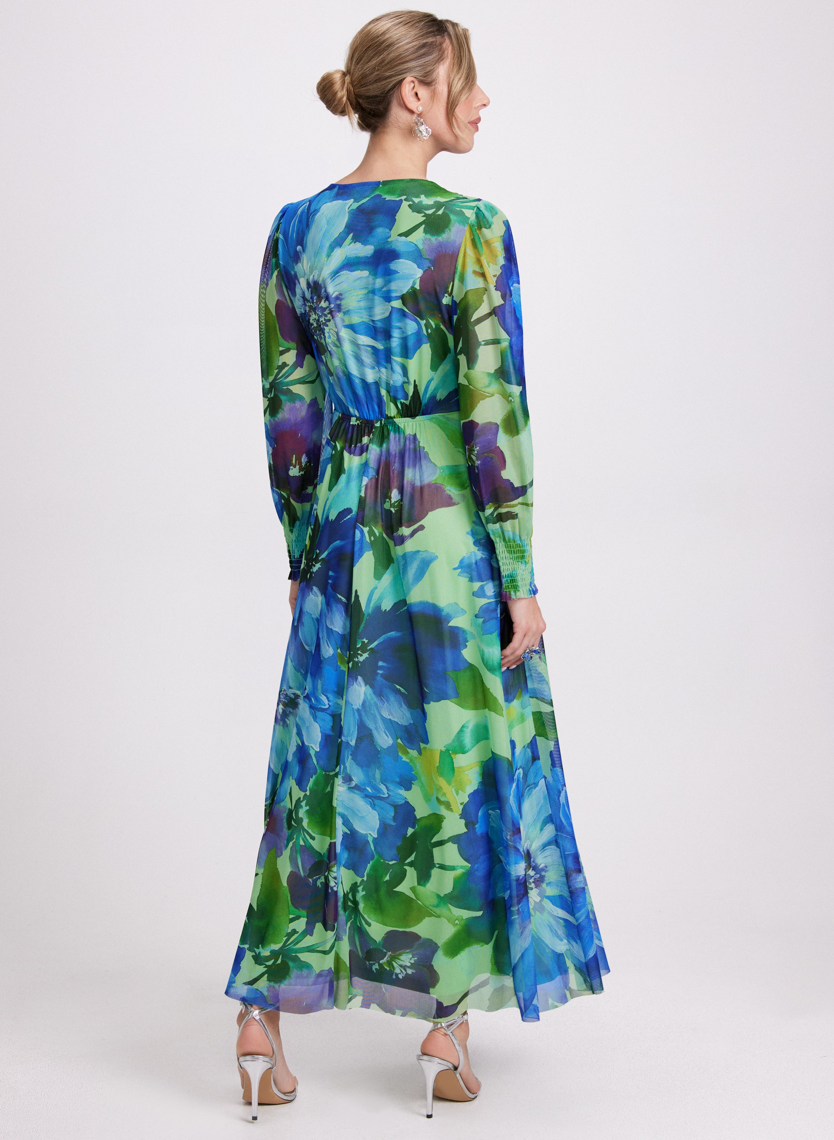 Floral Mesh Dress for Women - Elegant Summer Maxi Dress with Floral Print, Lightweight & Breathable - Perfect for Beach, Party, and Vacation Wear