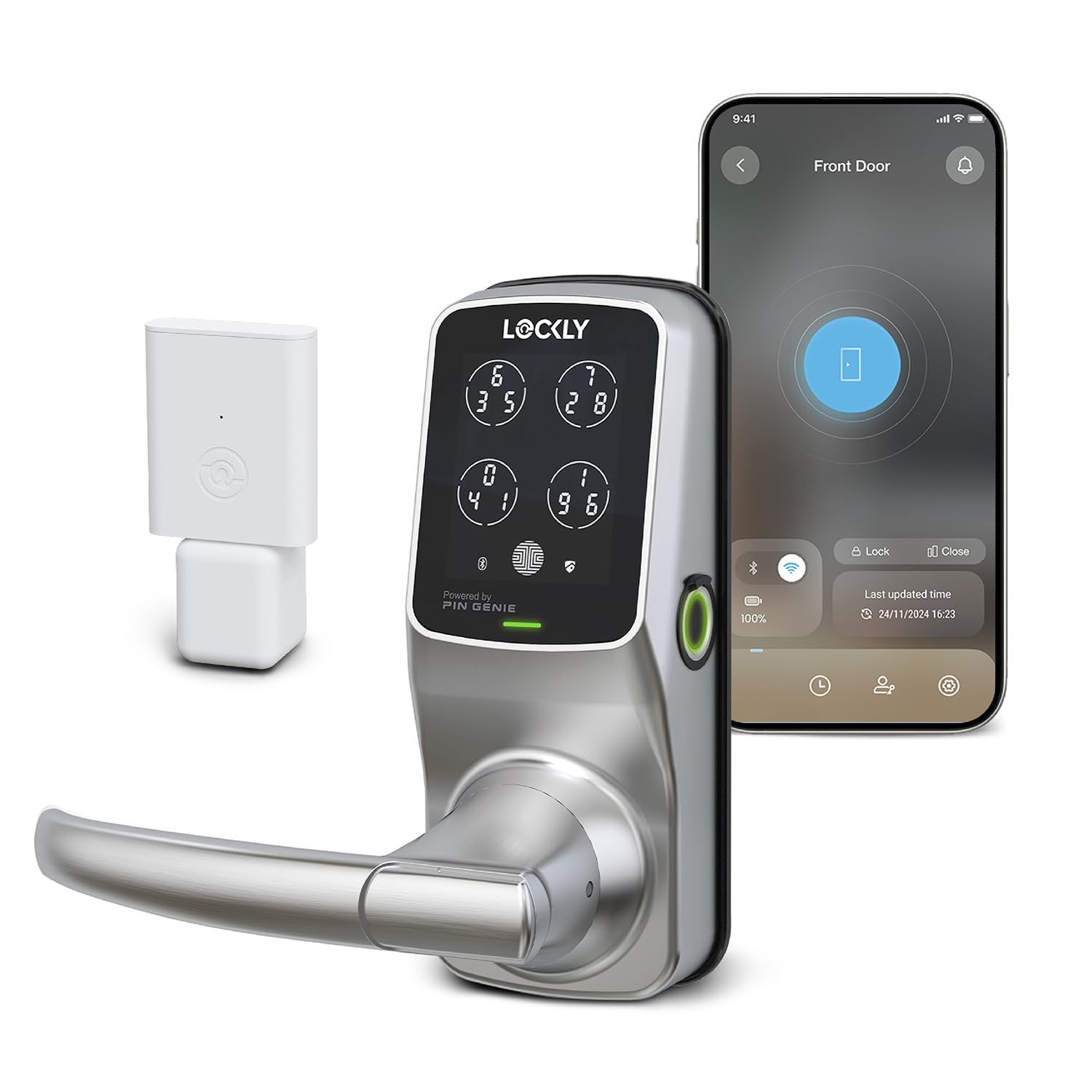 Lockly Secure Pro Smart Lock with Wi-Fi, Keyless Entry Digital Keypad & 3D Biometric Fingerprint Sensor - Touchscreen Front Door Lock with Handle, Voice Control & Auto-Lock (Latch Edition) - Perfect for Smart Homes, Vacation Rentals & Enhanced Home Security