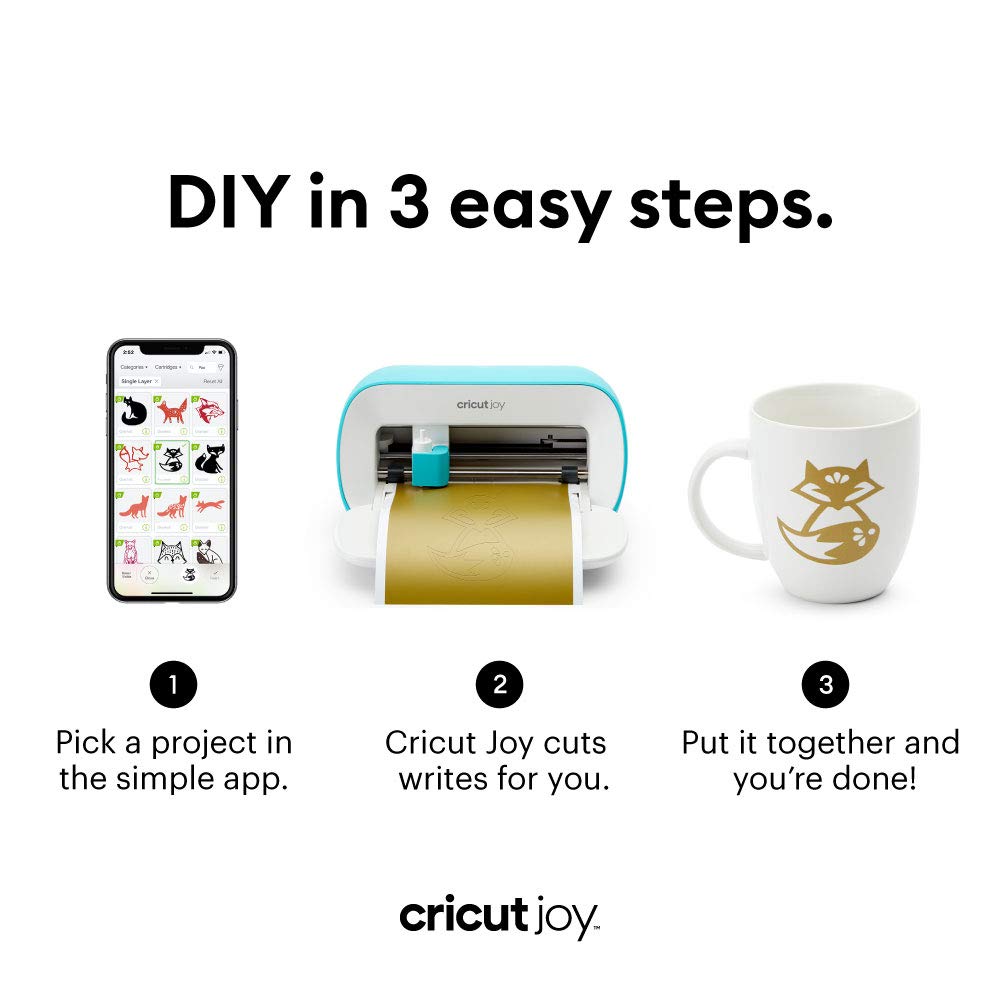 Cricut Joy Smart Cutting Machine Bundle with 30 Digital Design Images - Portable DIY Crafting Tool for Custom Cards, Labels, and Home Decor - Perfect for Scrapbooking, Vinyl Decals, and Personalized Gifts (Blue)