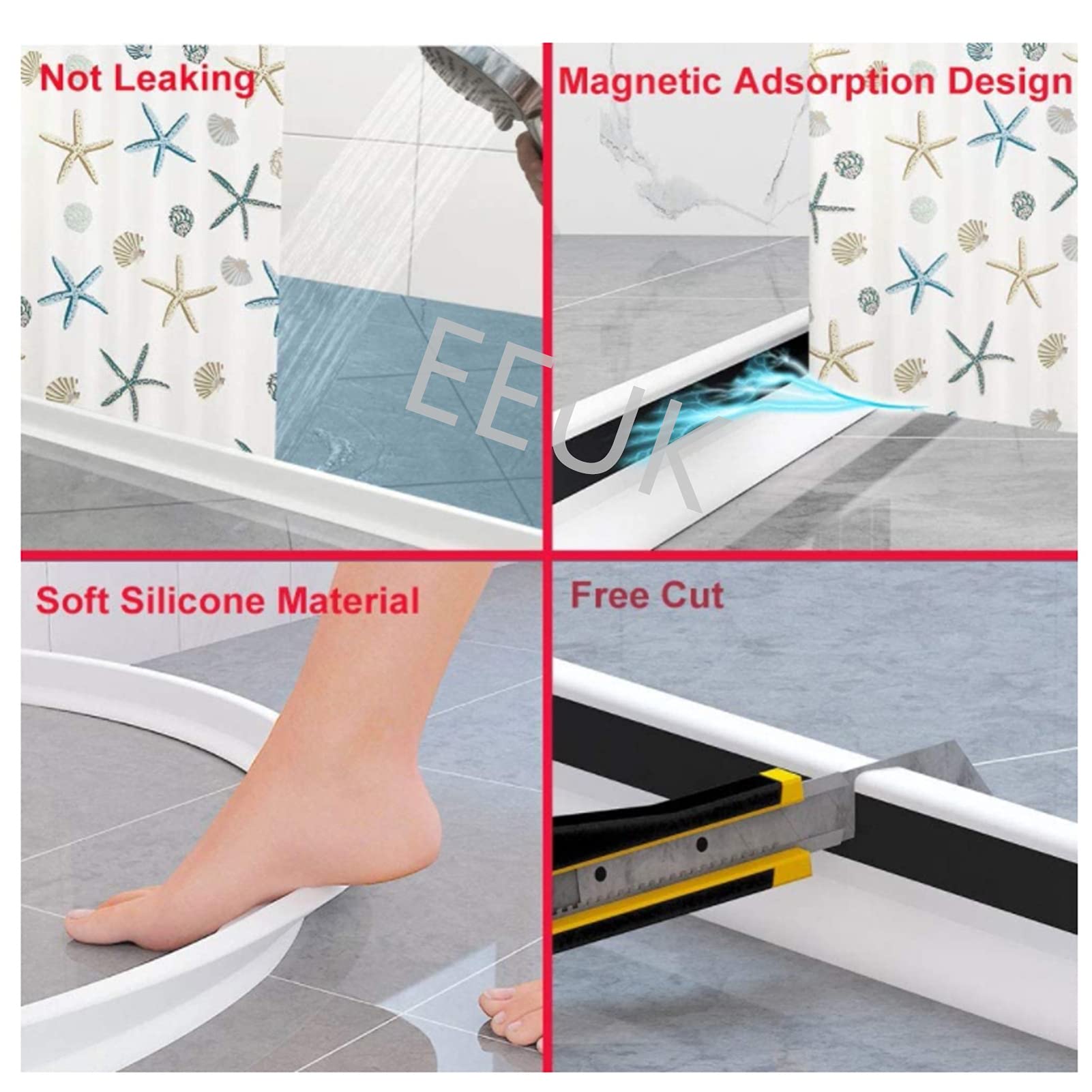 Stainless Steel Adjustable Curved Shower Rod - No Drill Corner Shower Rail for Bathroom, Extendable Shower Pole to Prevent Water Leaks | Perfect for Small Bathrooms, Shower Stalls & Space Saving Solutions