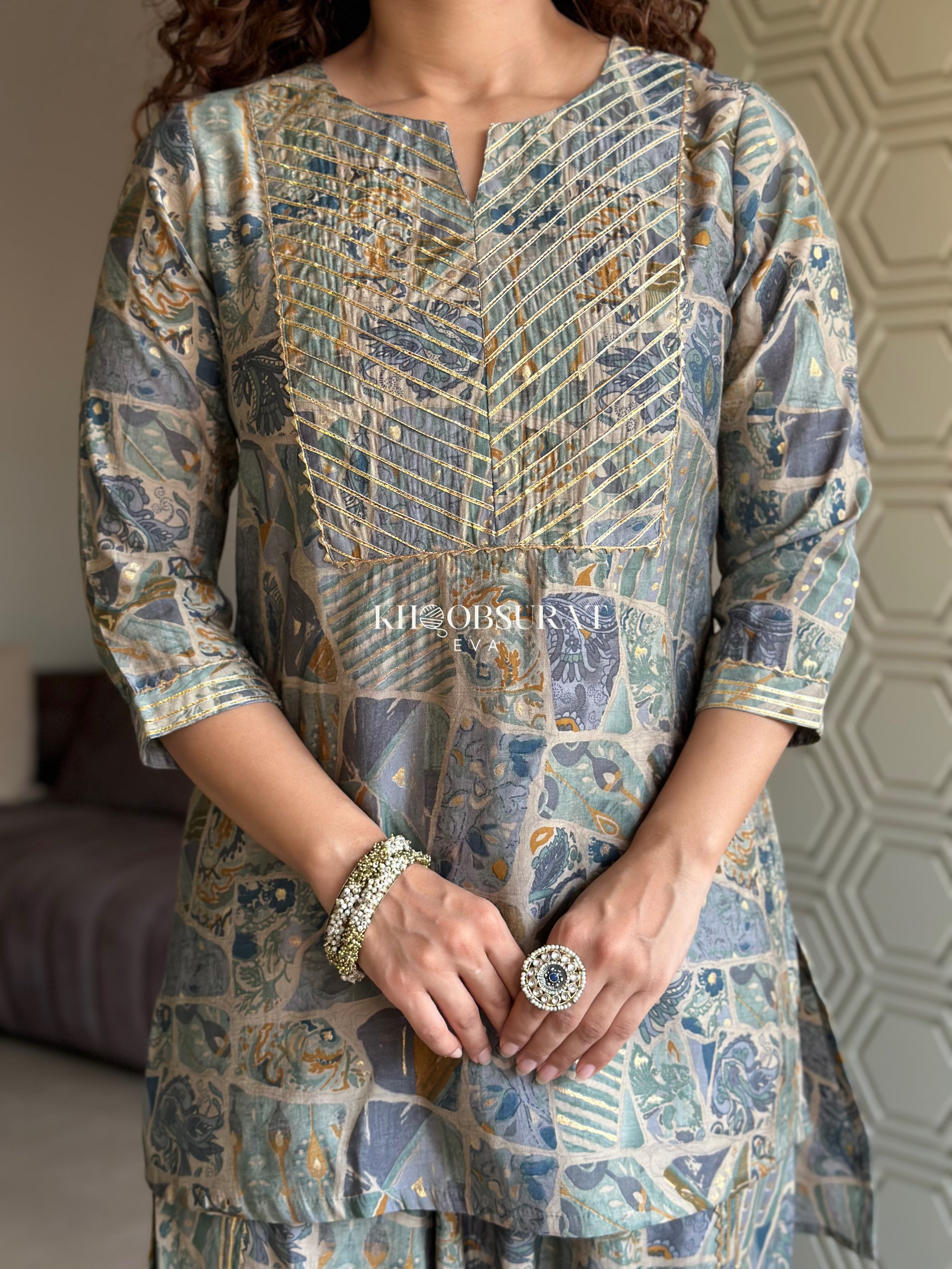 Lakshmi Grey Ethnic Festive Wear Coord Set for Women | Indian Traditional Outfit for Diwali, Weddings & Special Occasions