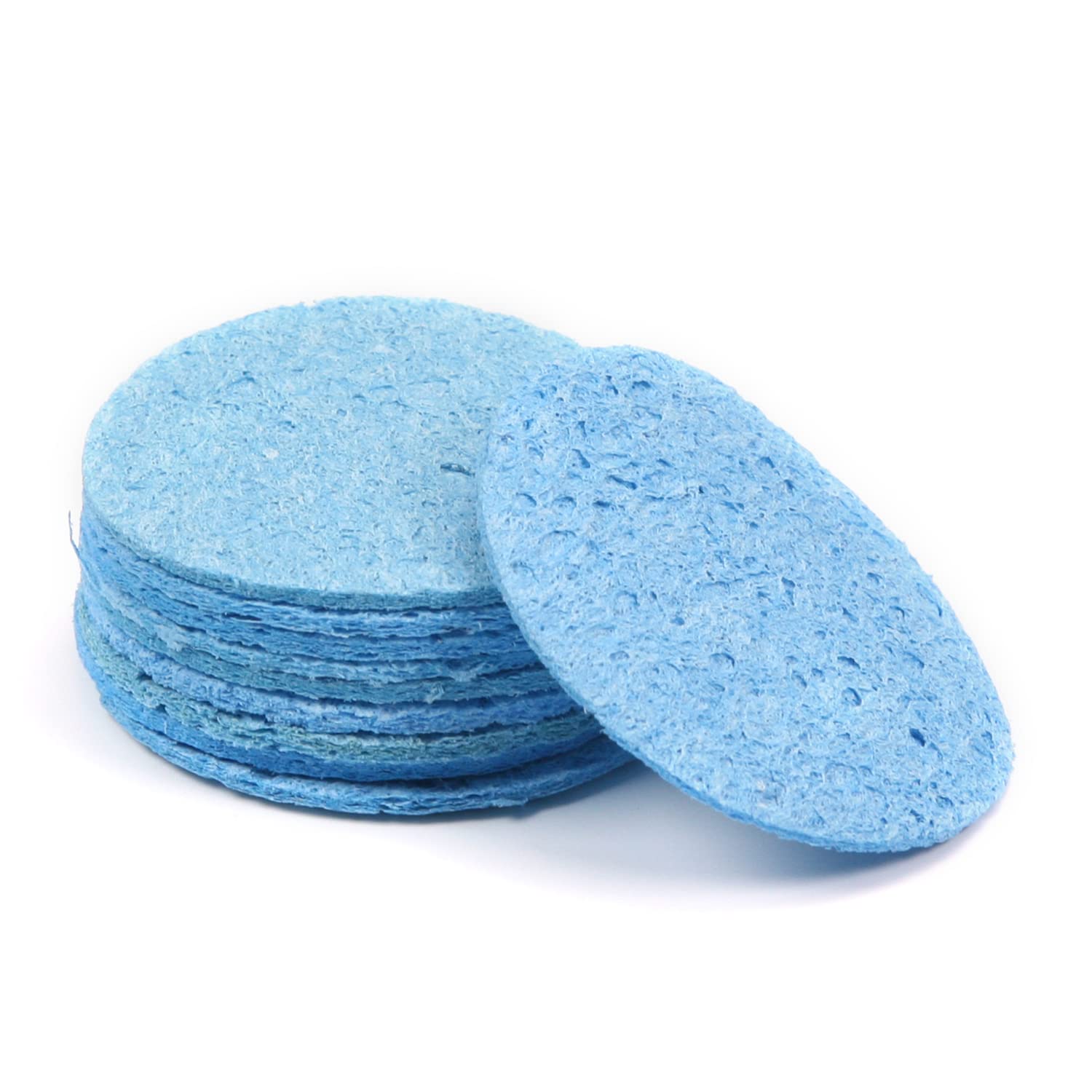 Fielect 10-Pack 55mm Round Soldering Sponge for Iron Tips - Premium Cleaning Pads for Soldering Irons (Blue) - Ideal for Electronics Repair, DIY Projects & Jewelry Making