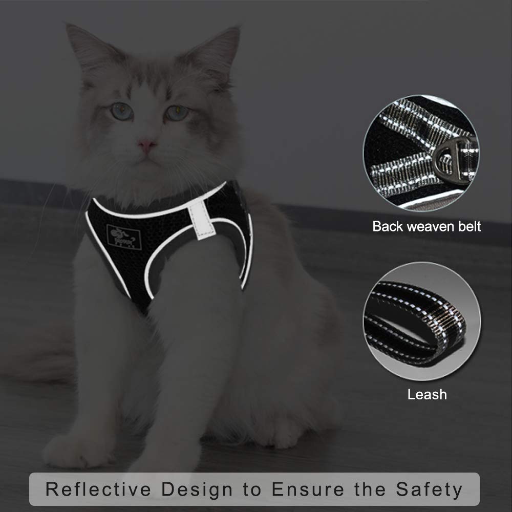 Escape-Proof Adjustable Reflective Pet Harness with Leash for Small & Medium Dogs & Cats - Soft Mesh Comfort Fit No-Pull No-Choke Design (XS, Grey) - Perfect for Walking, Training & Outdoor Adventures