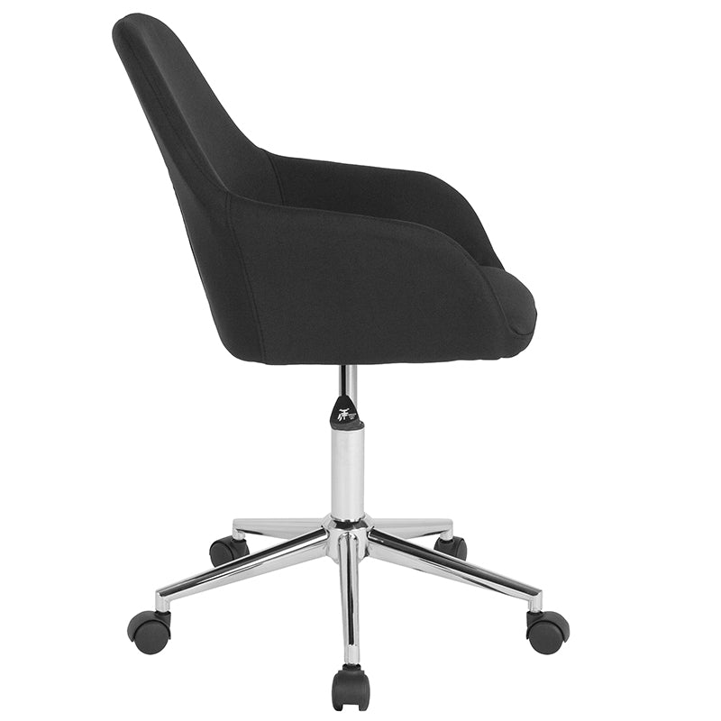 FLASH Cortana Ergonomic Mid Back Office Chair - Black Fabric Mesh for Home & Workspace - Comfortable Desk Chair for Long Hours Sitting & Productivity