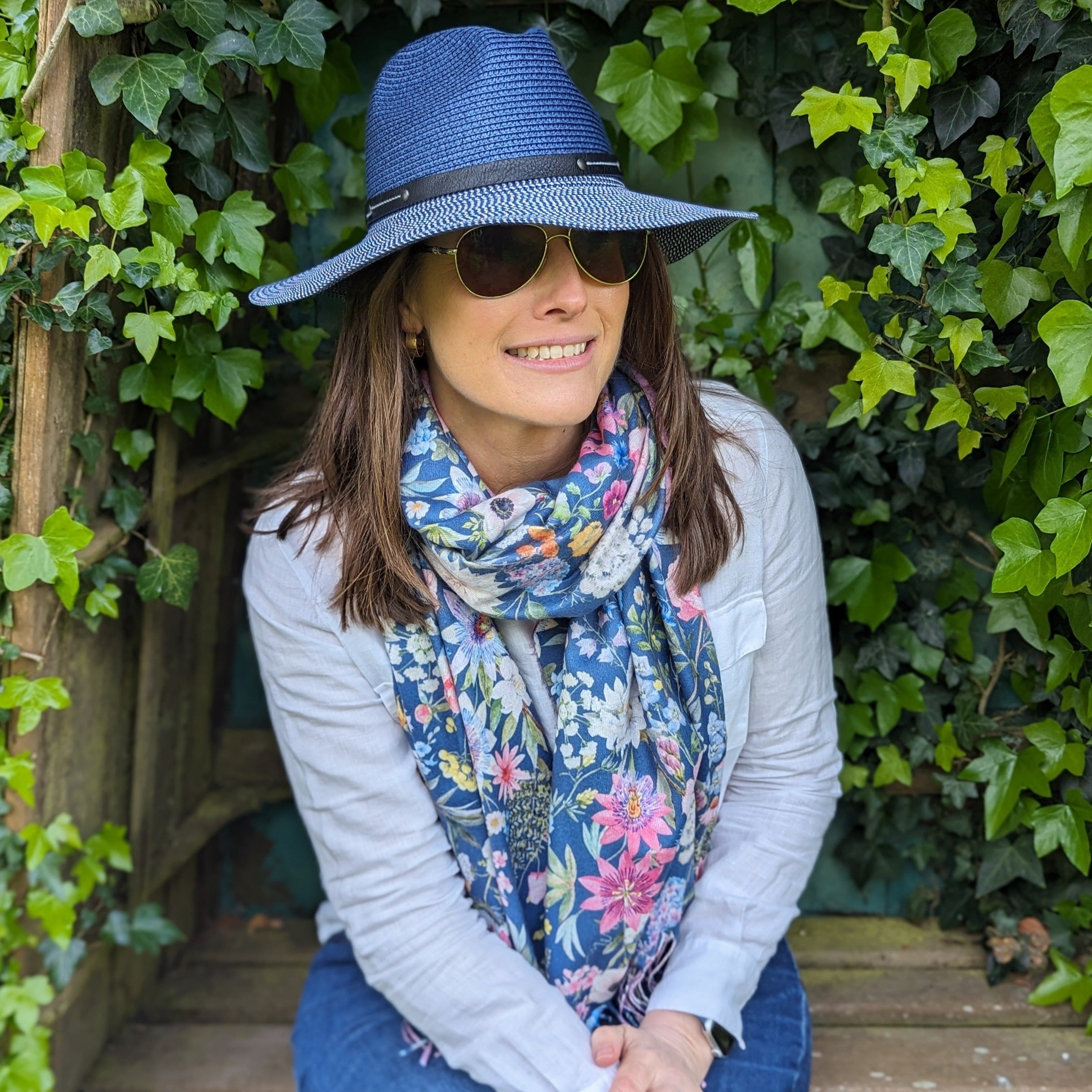 Navy Blue Pashmina Style Scarf for Women - Soft Lightweight Wrap Shawl (70x180cm) - Perfect for Spring Outfits, Office Wear & Evening Events