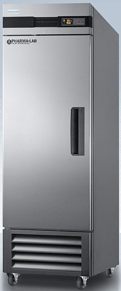AccuCold ARS23MLLH 23 Cu.Ft. Stainless Steel Upright Pharmacy Refrigerator - Left Hand Door, Auto Defrost, Digital Thermostat & Lock | Perfect for Vaccines, Medications & Pharmaceutical Storage in Clinics, Labs & Pharmacies