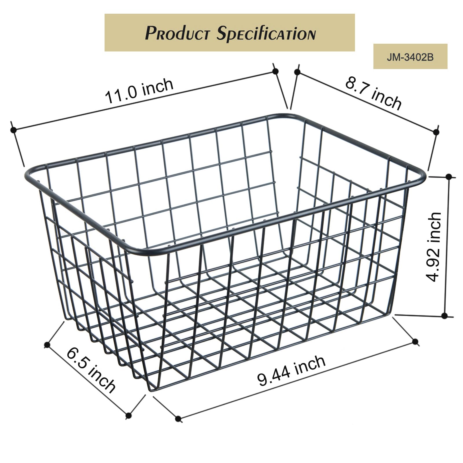 5-Pack Black Wire Storage Baskets - Stackable Kitchen & Pantry Organizer, Laundry Basket for Bathroom, Bedroom & Countertop Organization - Perfect for Home, Office & Closet Storage Solutions