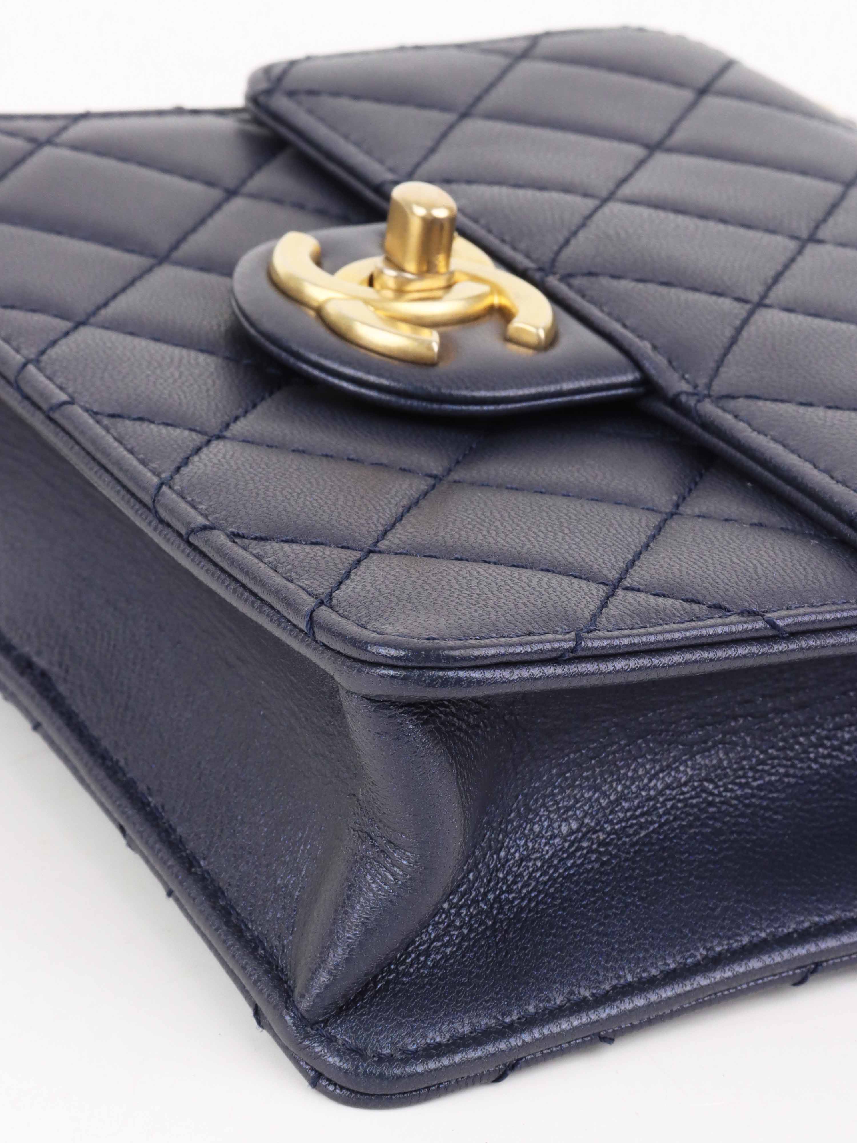 Chanel Navy Iridescent Pearl-Embellished Flap Bag - Luxury Crossbody Purse for Women | Perfect for Evening Parties, Date Nights & Special Occasions