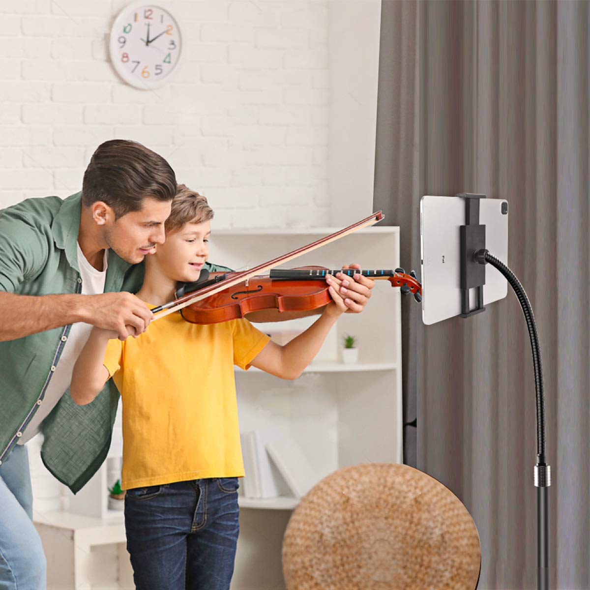 Adjustable Aluminum Floor Stand for iPad & Tablet (4.6-13