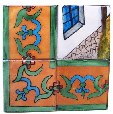 Hand-Painted Talavera Tile Mural - Authentic Patzcuaro Lake Clay Art - Mexican Folk Art Wall Decor for Kitchen Backsplash, Bathroom, or Outdoor Spaces