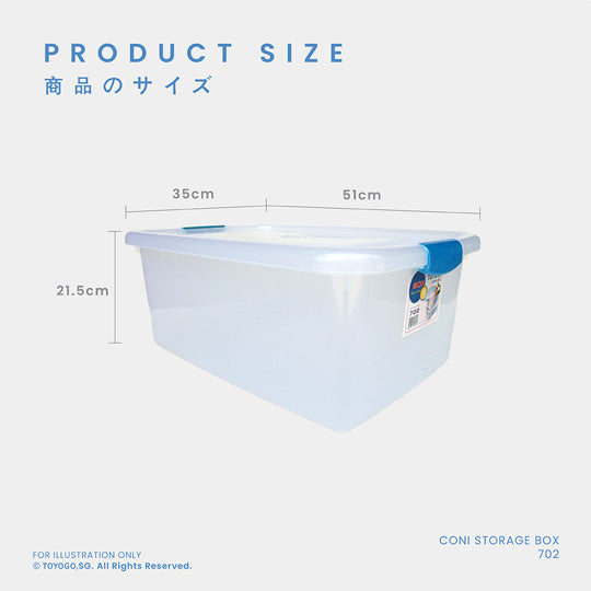 CONI Storage Box (702) - Plastic Organizer Bins for Home, Office & Closet - Stackable & Durable Storage Containers for Organizing Toys, Clothes & Supplies