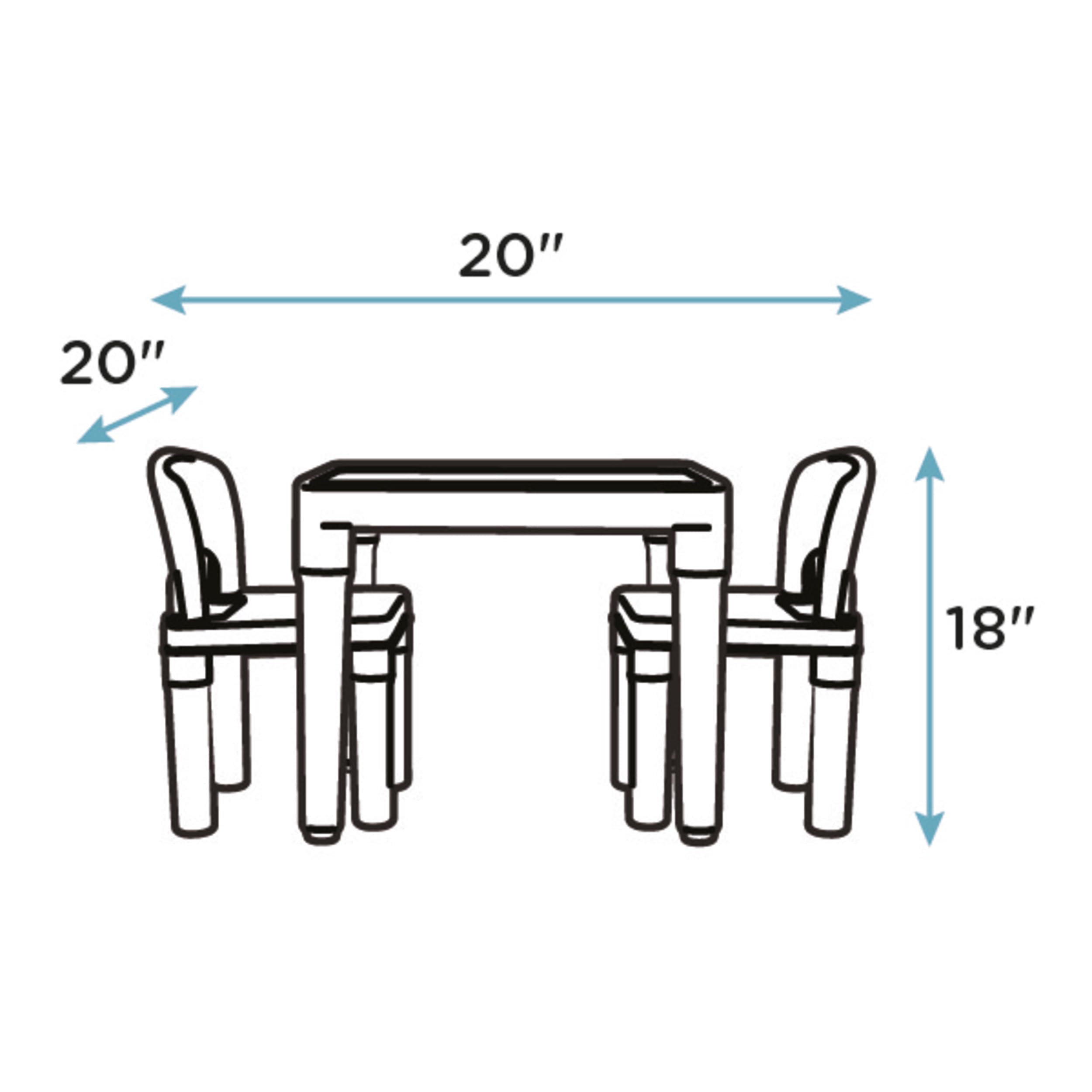 Humble Crew Kids Plastic Table and Chairs Set - Grey Children's Furniture for Playroom, Classroom & Indoor Activities - Durable Toddler Table with 2 Chairs for Arts, Crafts & Learning