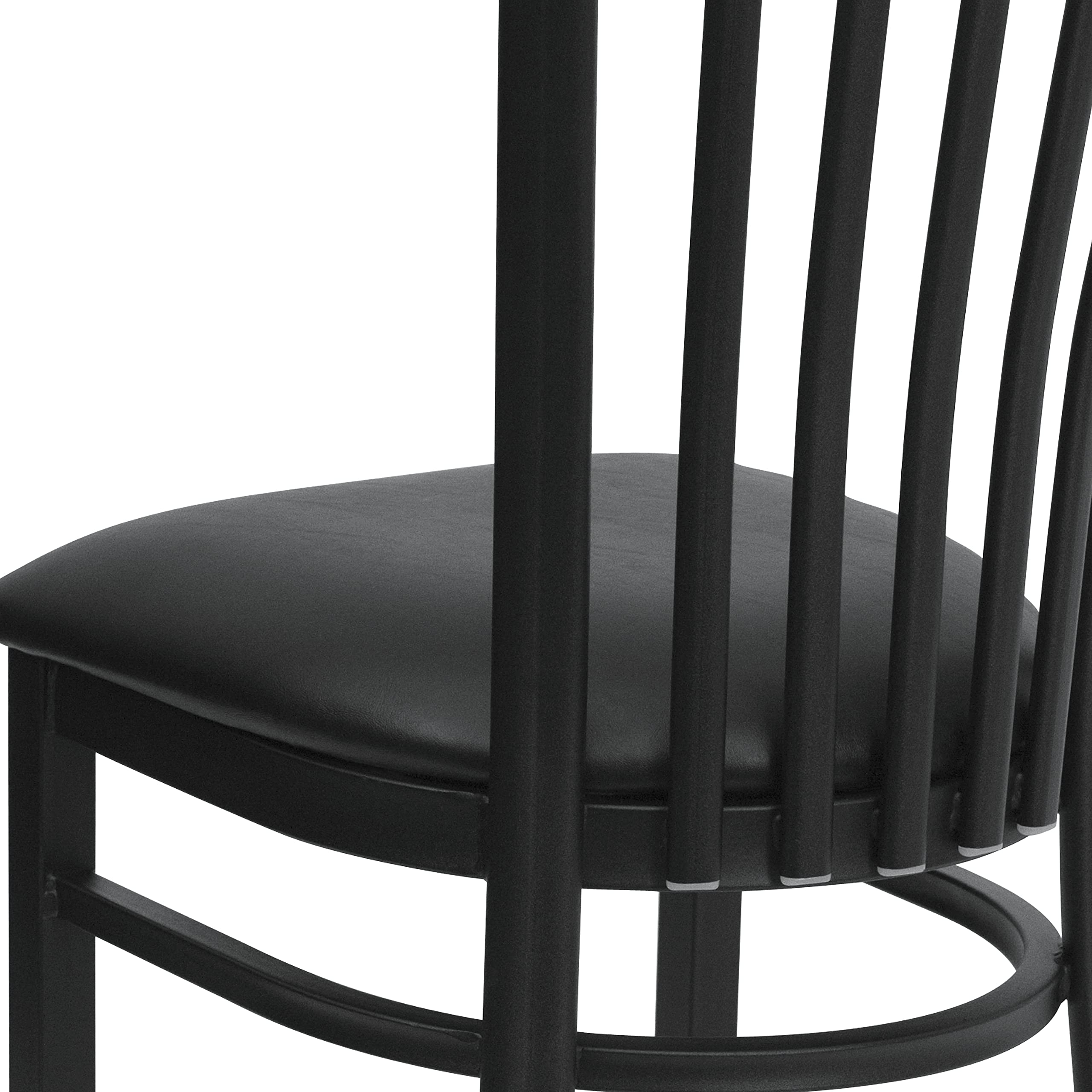 Black Metal Restaurant Chair with Vinyl Seat - Durable School House Style for Cafes, Diners & Home Dining - Perfect for Restaurants, Kitchens & Office Break Rooms