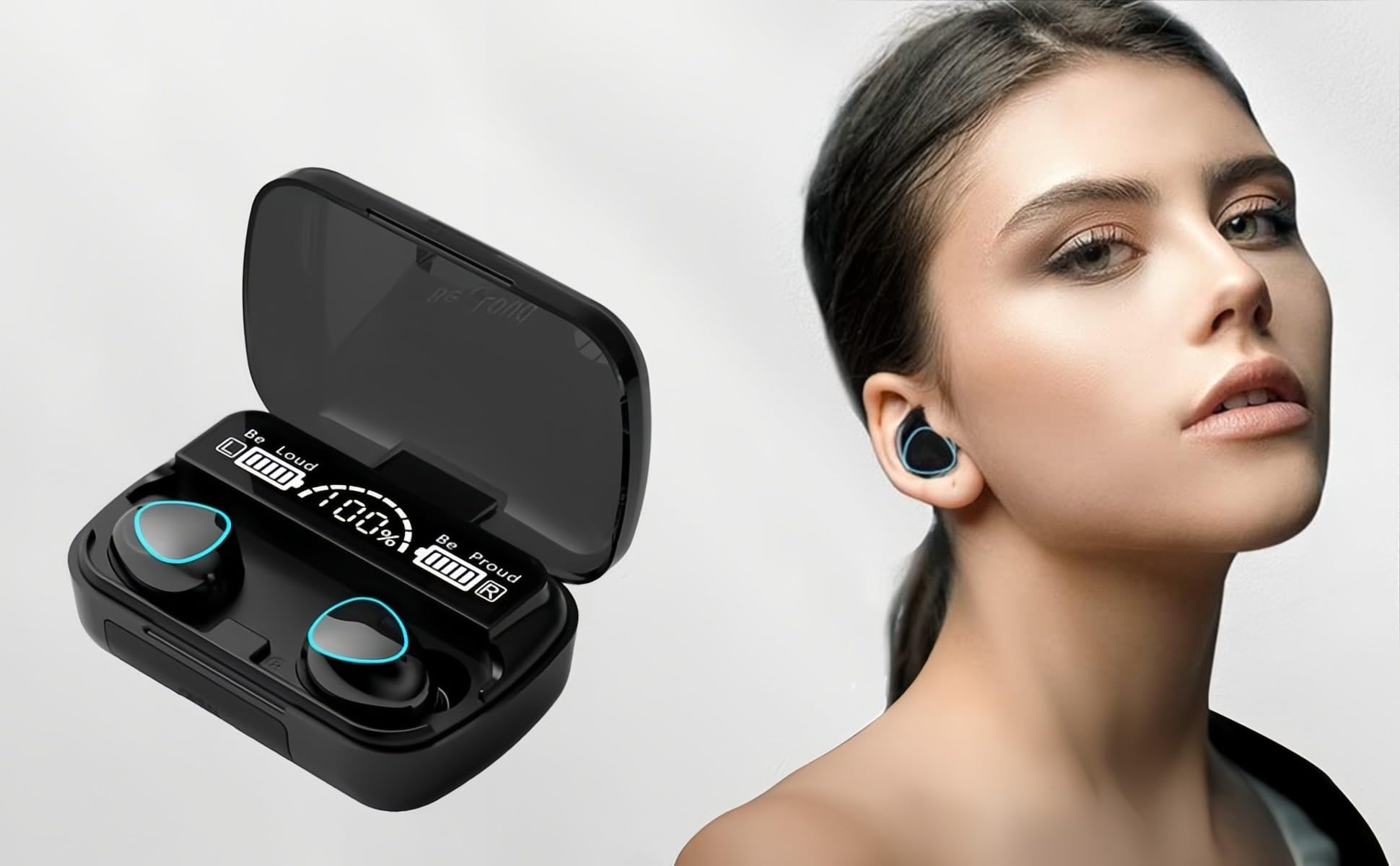 Wireless Earbuds Bluetooth 5.3 Headphones - 136Hrs Playtime, Digital Display Charging Case, IPX7 Waterproof Sports Earphones with Mic for iPhone Android TV - Perfect for Gym, Running & Travel
