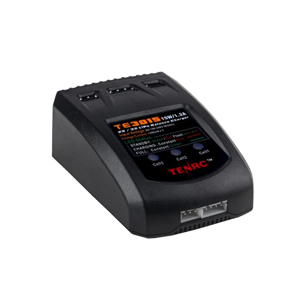 TENRC TE3015 15W 1.2A Smart Battery Balance Charger for 2S 3S LiPo RC Drone Car Boat Batteries - Fast Charging for RC Hobby, DIY Projects & Remote Control Toys