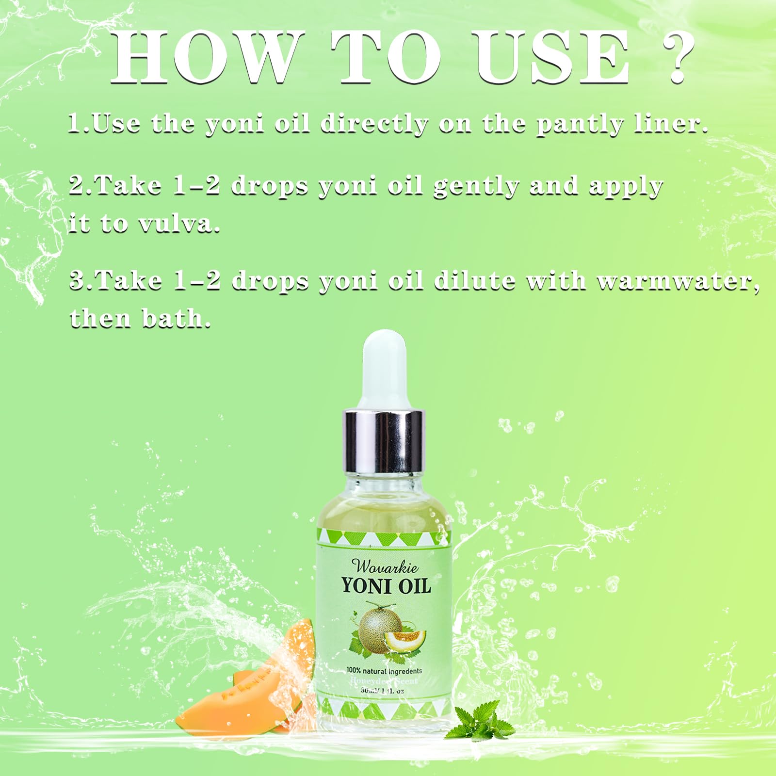 2 Packs Yoni Oil for Women - 1 fl oz/30 ml Feminine Intimate Deodorant, pH Balancing & Odor Eliminating Serum with Honeydew Essential Oils, 100% Natural Feminine Care for Daily Use & Sensitive Skin