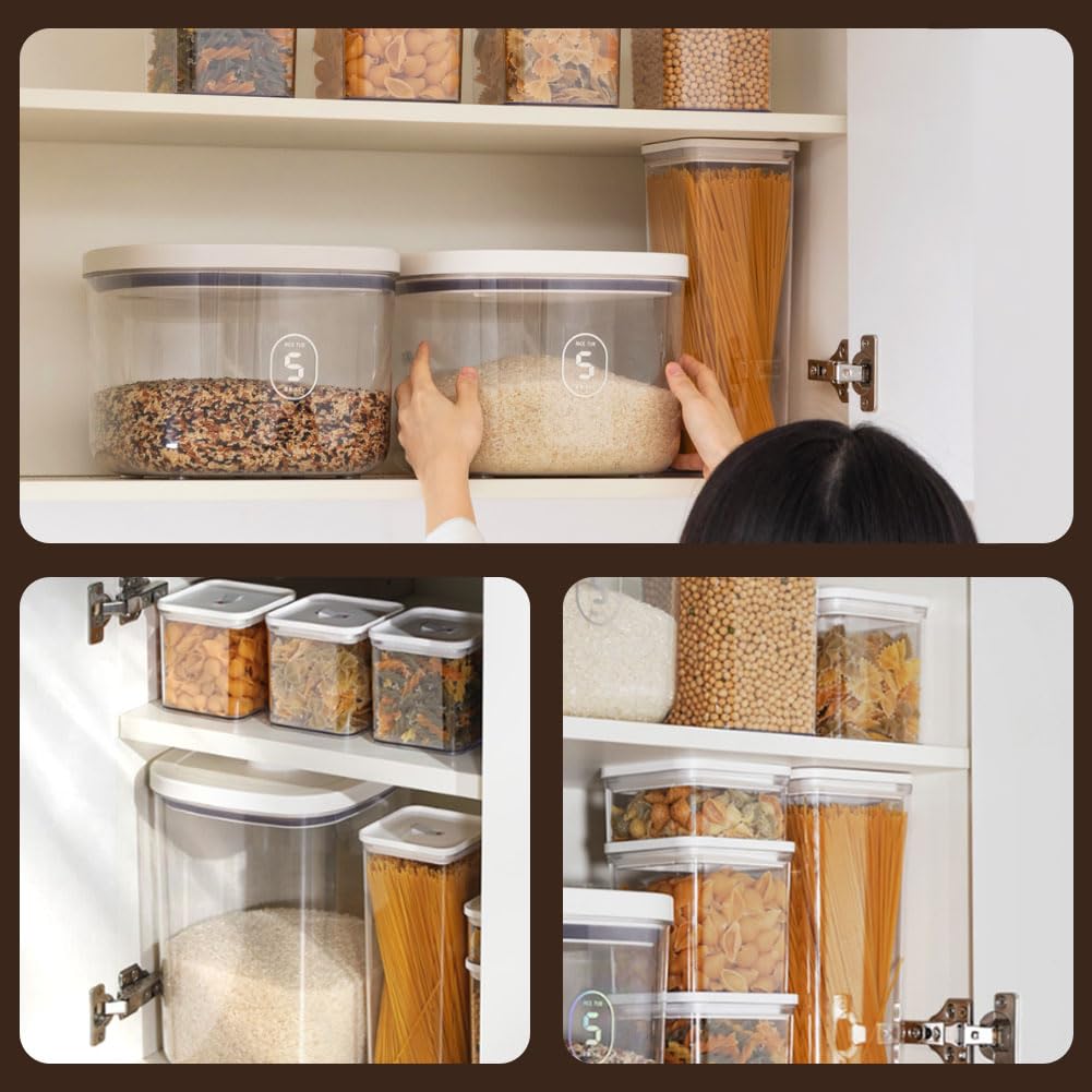 20 Lbs Flour Storage Container with Pop-Up Lid & Measuring Scoop - Clear Plastic Food Bin for Rice, Sugar, Baking Ingredients - Perfect for Kitchen Pantry Organization & Bulk Food Storage