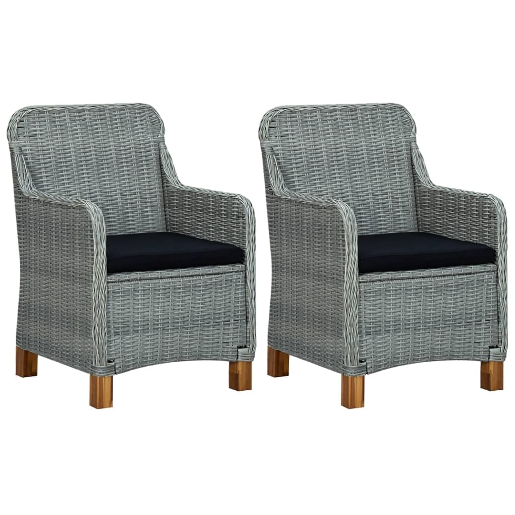 2-Piece Light Gray Poly Rattan Patio Chairs with Cushions - Outdoor Furniture Set for Garden, Poolside & Backyard Relaxation