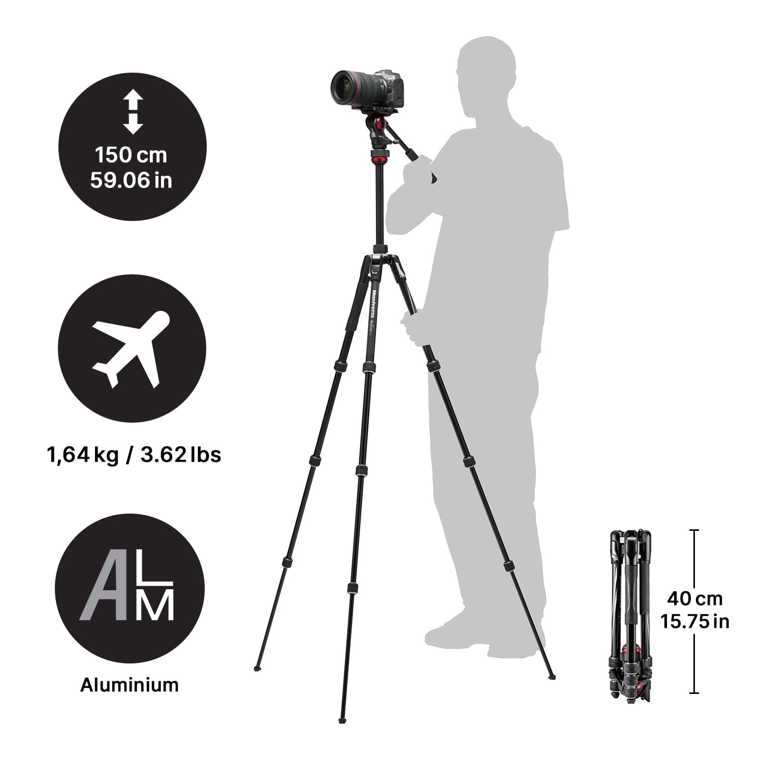 Manfrotto Befree Live Twist Aluminum Travel Video Tripod with Twist Lock - Lightweight DSLR Tripod for Mirrorless, DSLR, Reflex Cameras & Videography - Perfect for Travel, Vlogging & Outdoor Photography