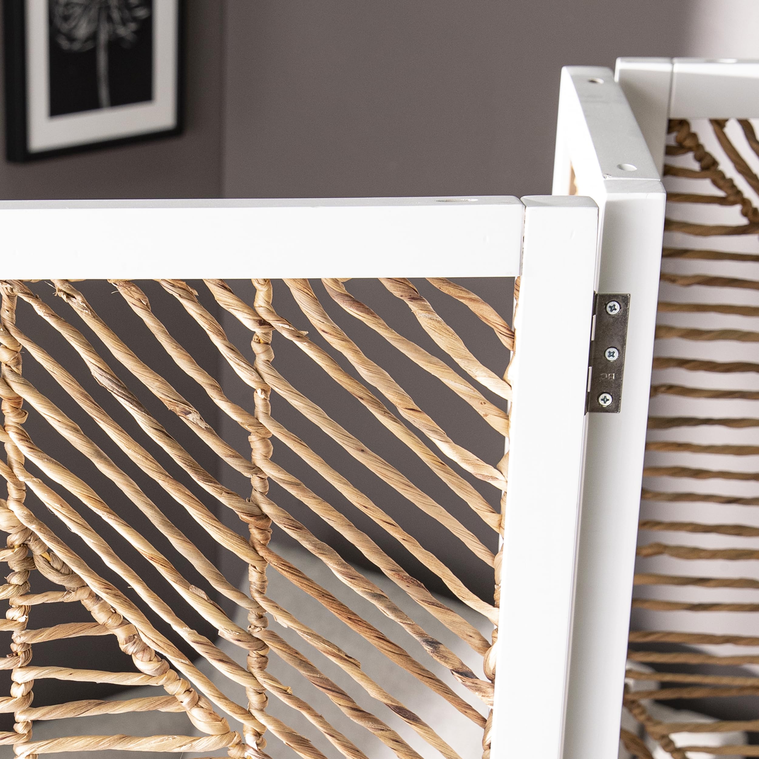 SEI Furniture Quilino Natural Woven Room Divider Screen - Handmade Rattan Partition for Living Room, Bedroom & Office Privacy Decor