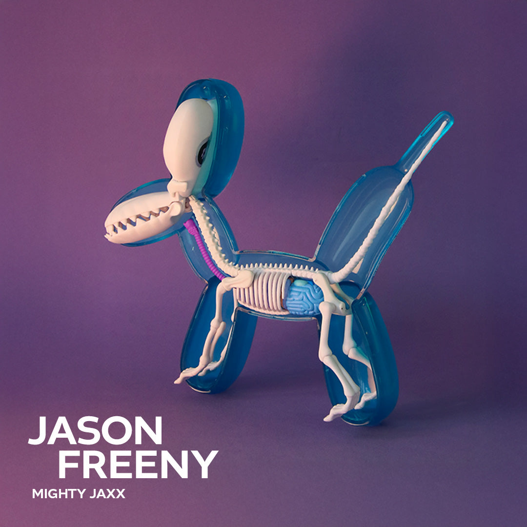 Jason Freeny Sky Blue Anatomy Balloon Dog Sculpture - Unique Art Toy for Home Decor, Office Display & Pop Art Collectors