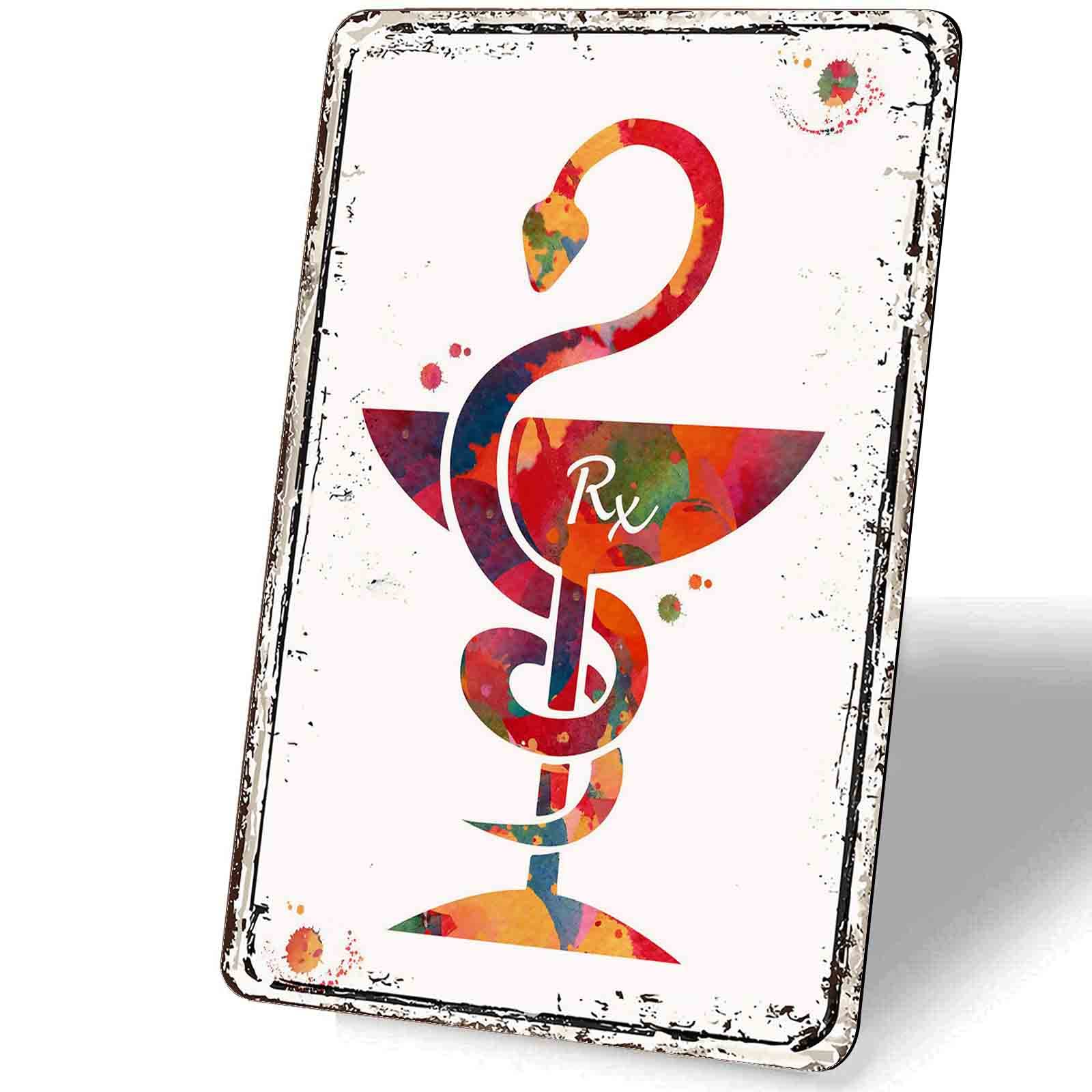 Vintage Pharmacist Rx Metal Sign - 8x12 Inch Medical Art Wall Decor for Pharmacy & Office, Weather & Fade Resistant, Easy Mounting - Perfect for Clinic, Hospital, Home or Bar Decor