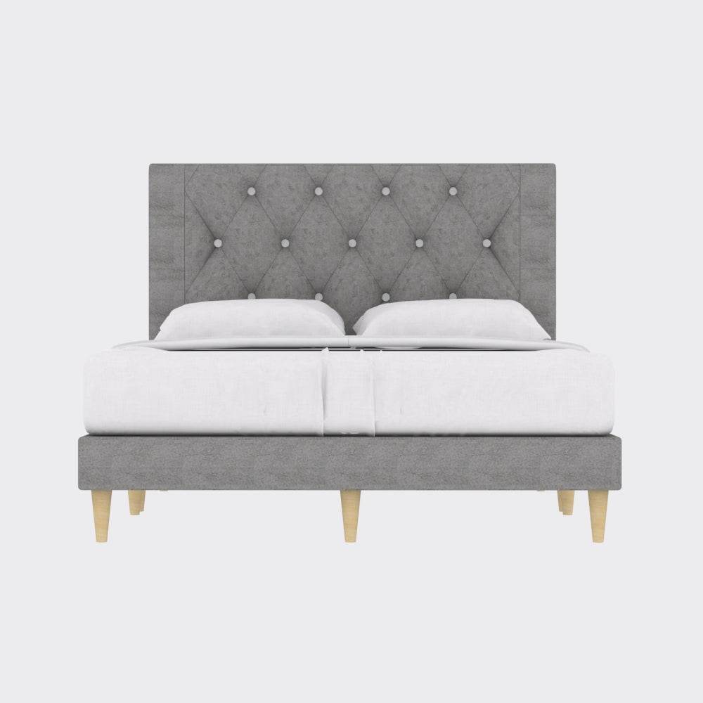 Hansen Fabric Bed Frame - Queen Size, Sturdy & Pet Friendly Platform Bed with Noise-Free Design for Bedroom & Guest Room Use