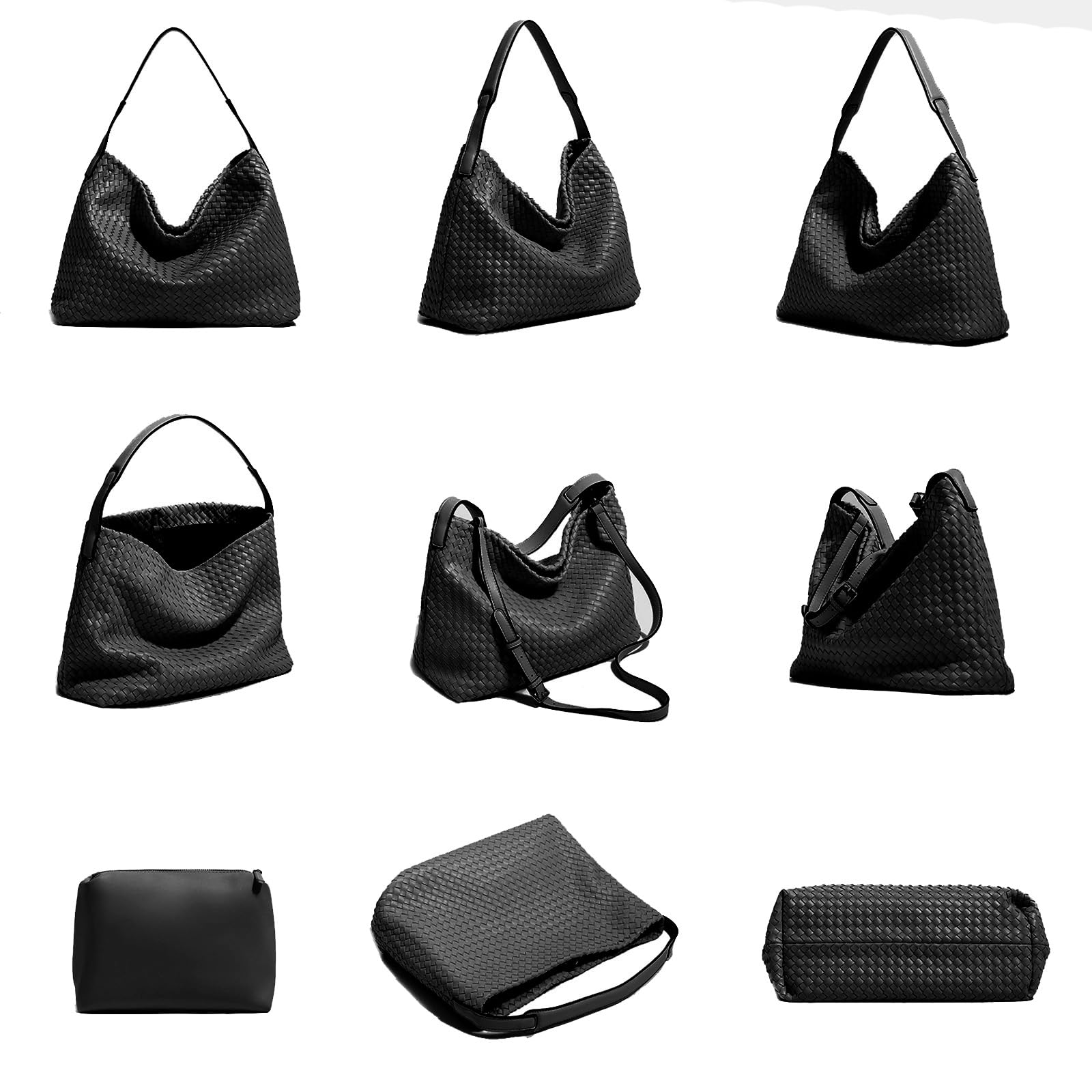Women's Vegan Leather Woven Tote Bag - Fashionable Boston Satchel Messenger Shoulder Bag for Women | Perfect for Work, Travel & Everyday Use | Crossbody Hobo Purse Casual Handbag