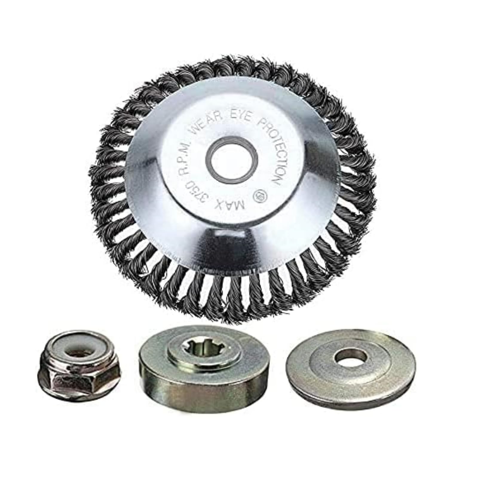 LADAMI Weed Brush for Brush Cutter - 25.4x150mm Round Twist Wire Wheel with Lock Nut for Gardening & Landscaping