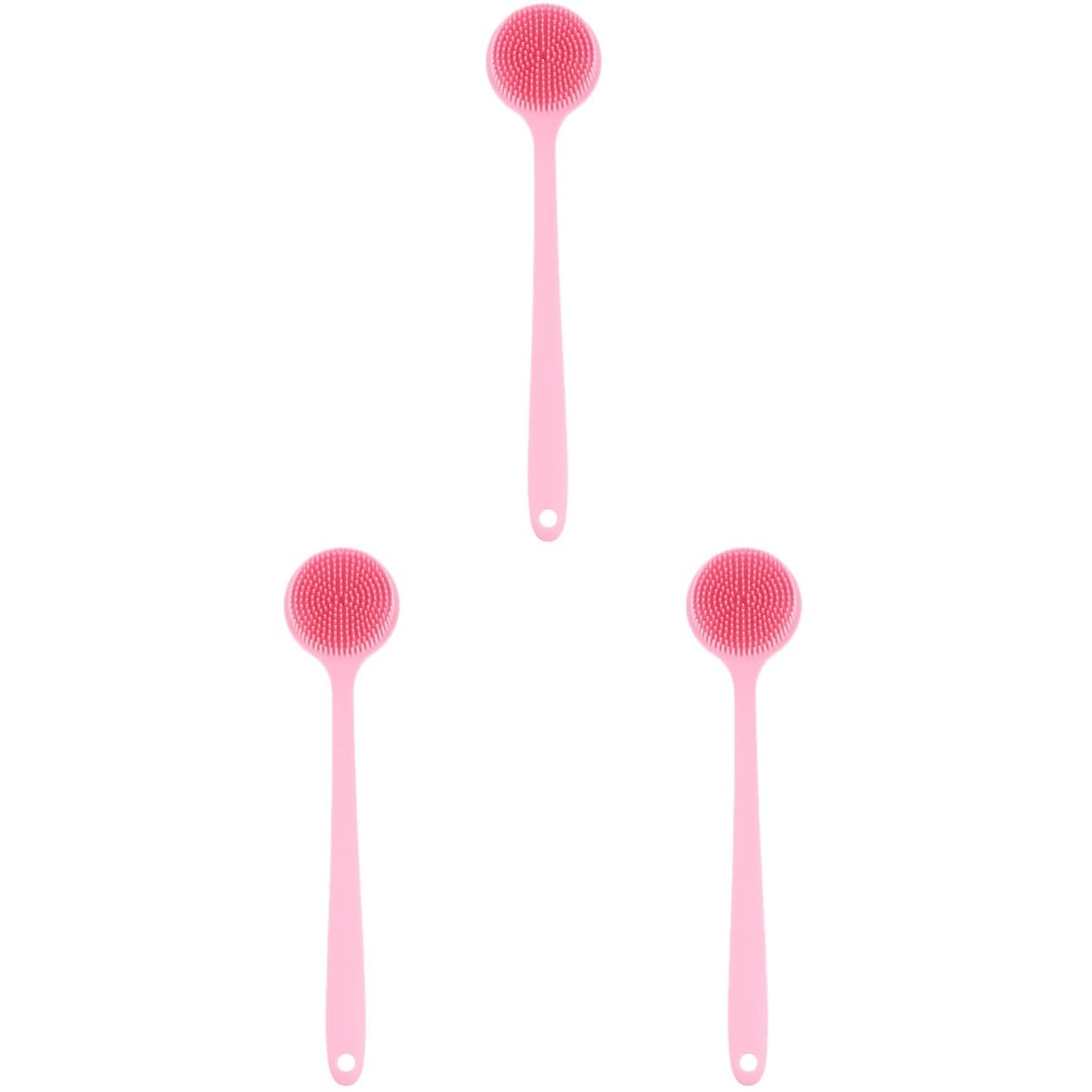 FRCOLOR 3-Piece Silicone Body Scrubber Set - Exfoliating Bath Brush with Ergonomic Handle for Shower, Back & Scalp Massage - Perfect for Deep Cleansing, Dead Skin Removal & Spa-Like Experience at Home