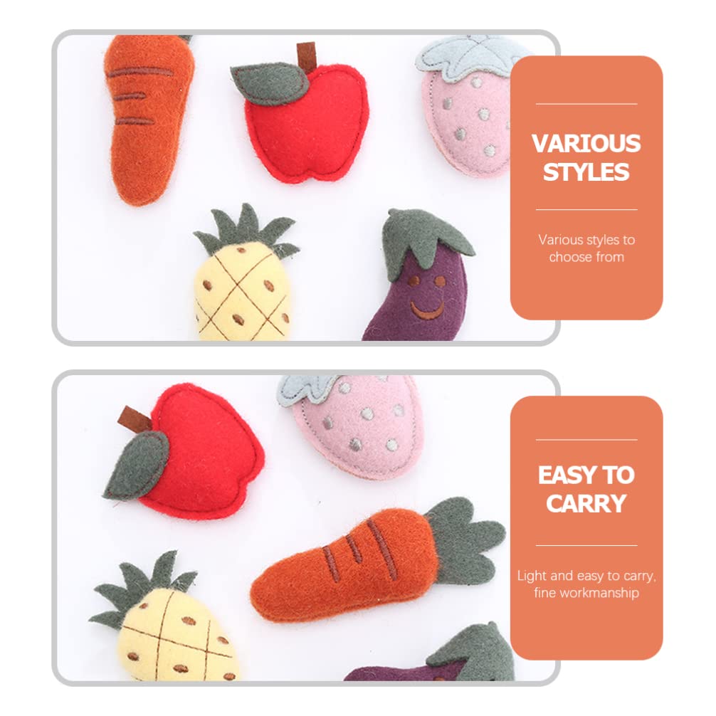 POPETPOP 5-Piece Cat Chew Toys - Fruit & Vegetable Plush Stuffed Chewing Toys for Puppies & Kittens | Safe Molar Relief for Teething, Interactive Play & Stress Relief
