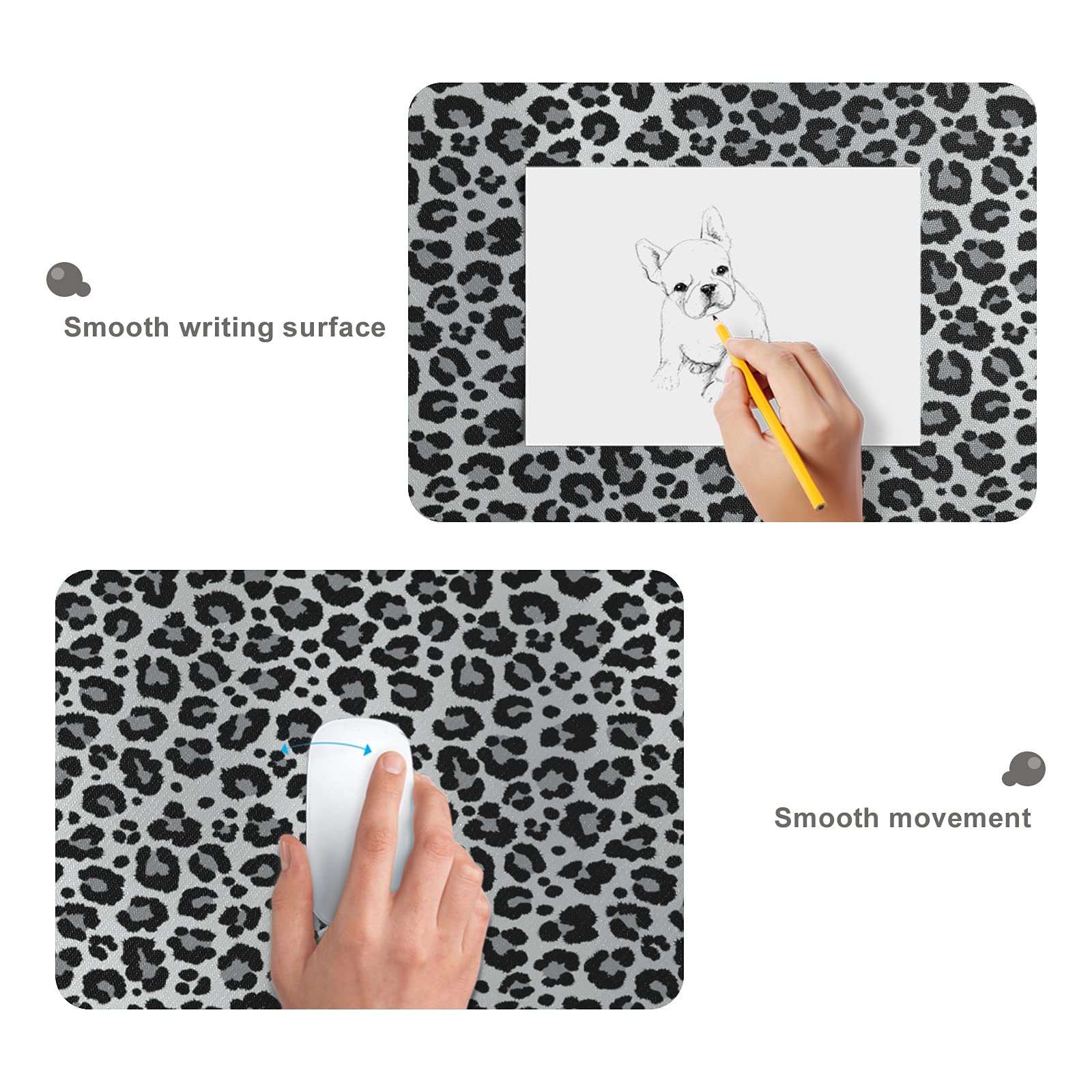 ALAZA Large Gaming Mouse Pad - Snow Leopard Print Gray Non-Slip Rubber Base (31.5x15.7 Inch) for Computer, Laptop, Home & Office Use - Perfect for Gaming, Work & Daily Computing