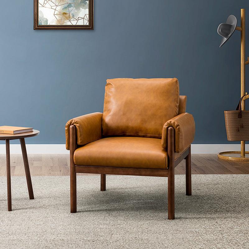 Henry Vegan Leather Armchair - Modern PU Leather Lounge Chair for Living Room, Office & Bedroom - Comfortable Mid-Century Style Accent Chair with Sturdy Metal Legs