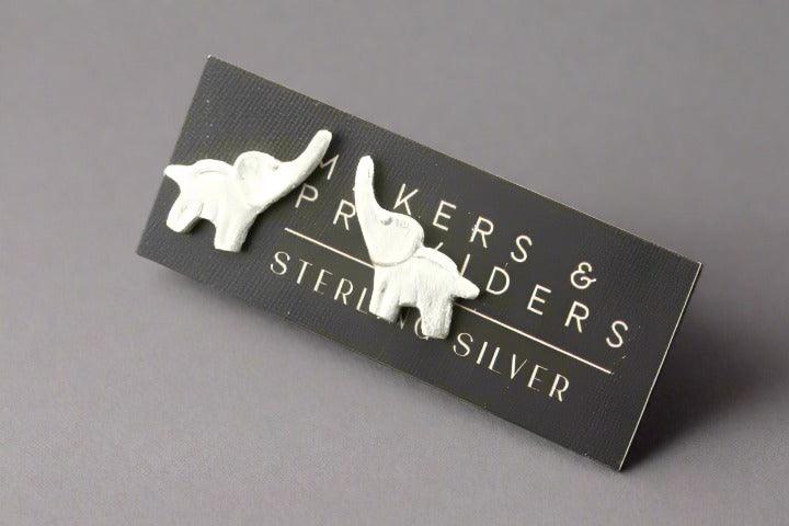 Lucky Elephant Stud Earrings in Sterling Silver - Perfect for Everyday Wear & Gift Giving