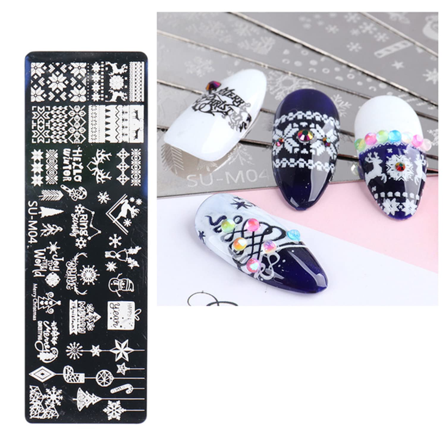 **6-Piece Christmas Nail Stamping Plate Set - DANNEASY Nail Art Stencils & Templates with Stamper & Scraper for Holiday Manicure Designs (Chic Series) | Perfect for DIY Nail Art, Holiday Parties & Festive Gift Giving**
