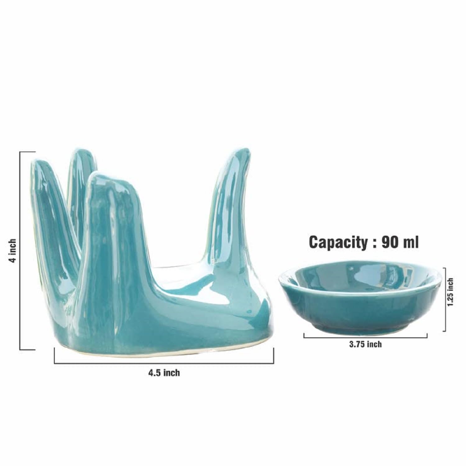 Pure Source India Ceramic Hand-Shaped Oil Burner Diffuser for Aromatherapy - Home & Office Use with 1 Tea Light Candle - Porcelain Essential Oil Warmer in Green for Relaxation, Yoga & Meditation