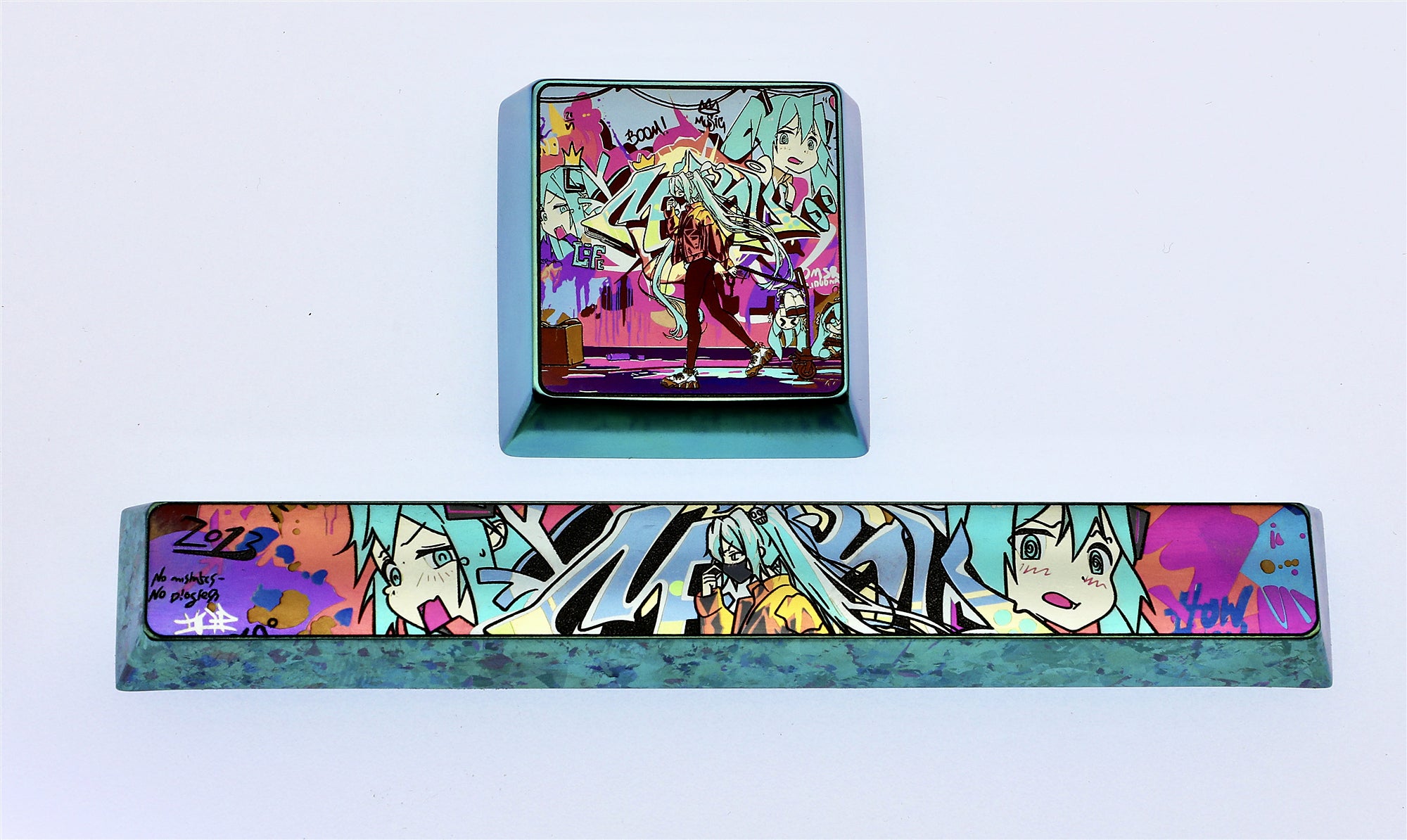Hatsune Miku 4U Titanium Alloy Metal Custom Keycap for Mechanical Keyboard - Anime Gaming & Typing Accessory for PC Enthusiasts