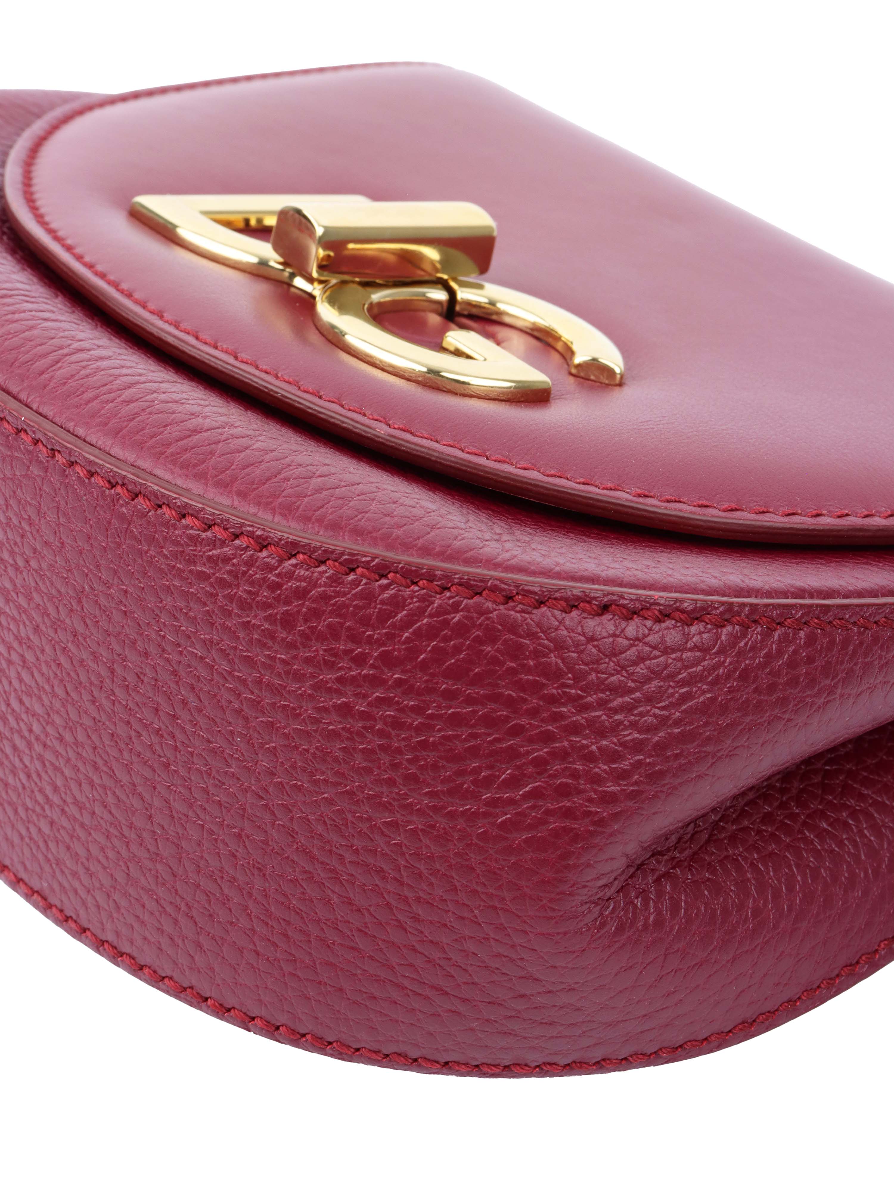 Dolce & Gabbana Burgundy Leather Chain Shoulder Bag for Women - Luxury Designer Crossbody Purse for Evening Parties, Date Night & Special Occasions