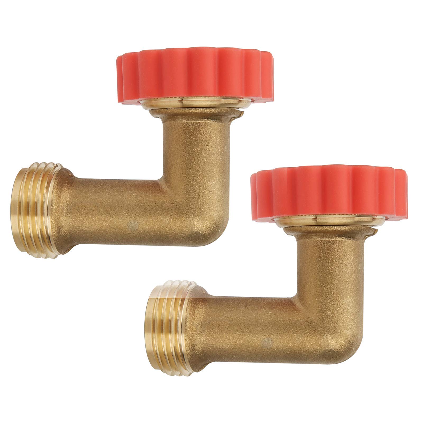 Solimeta 90-Degree RV Hose Elbow Adapter - Lead-Free Brass Garden Hose Connector with Water Filter Protector (2 Pack) - Perfect for RV Camping, Outdoor Watering & Home Garden Use