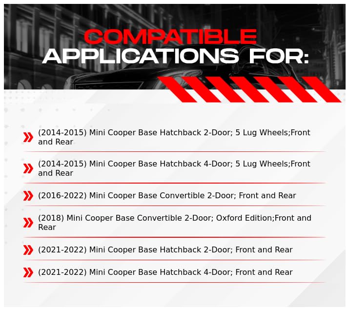 R1 Concepts High Performance Ceramic Brake Pads & Rotors Kit - Front & Rear Brake System Replacement for 2014-2021 Mini Cooper | Includes Hardware Kit | Smooth Stopping Power for City Driving & Highway Commutes
