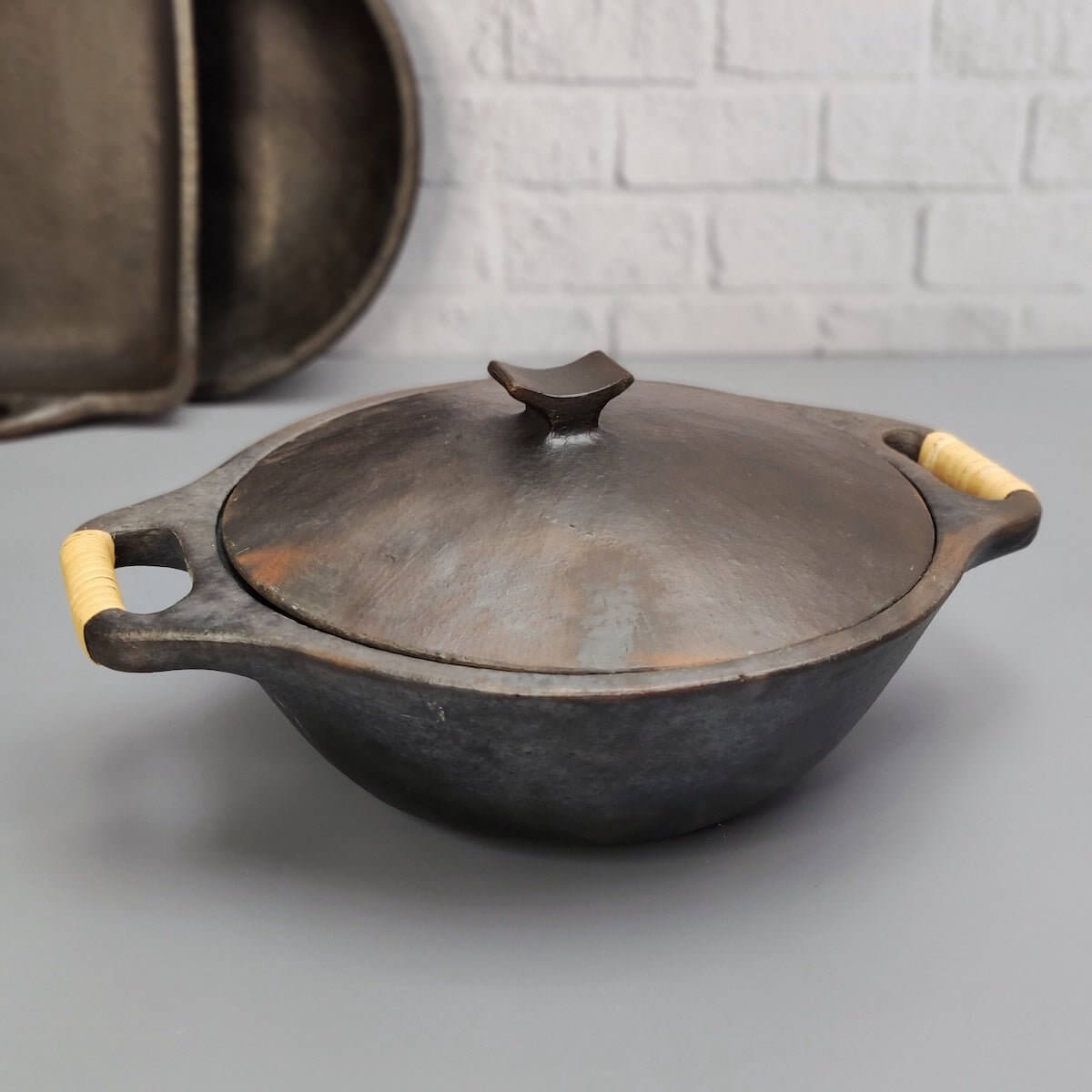 Authentic Manipur Black Pottery Kadai – Handcrafted Indian Clay Cooking Pot for Traditional Dishes | Perfect for Stews, Curries & Slow Cooking