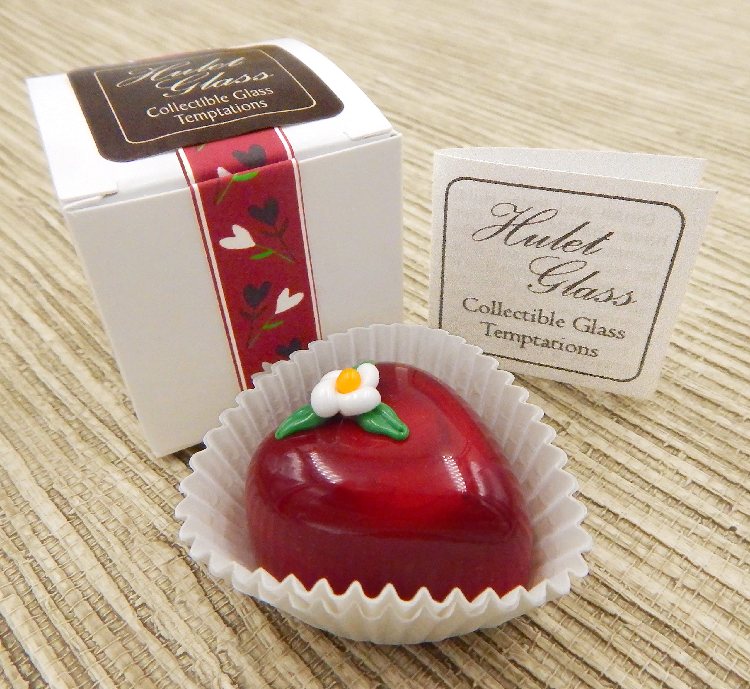 Handmade Glass Heart Chocolate Treat - Elegant Home Décor Gift with Cherry & White Flower Design | Perfect for Valentine's Day, Anniversary & Romantic Gifts
