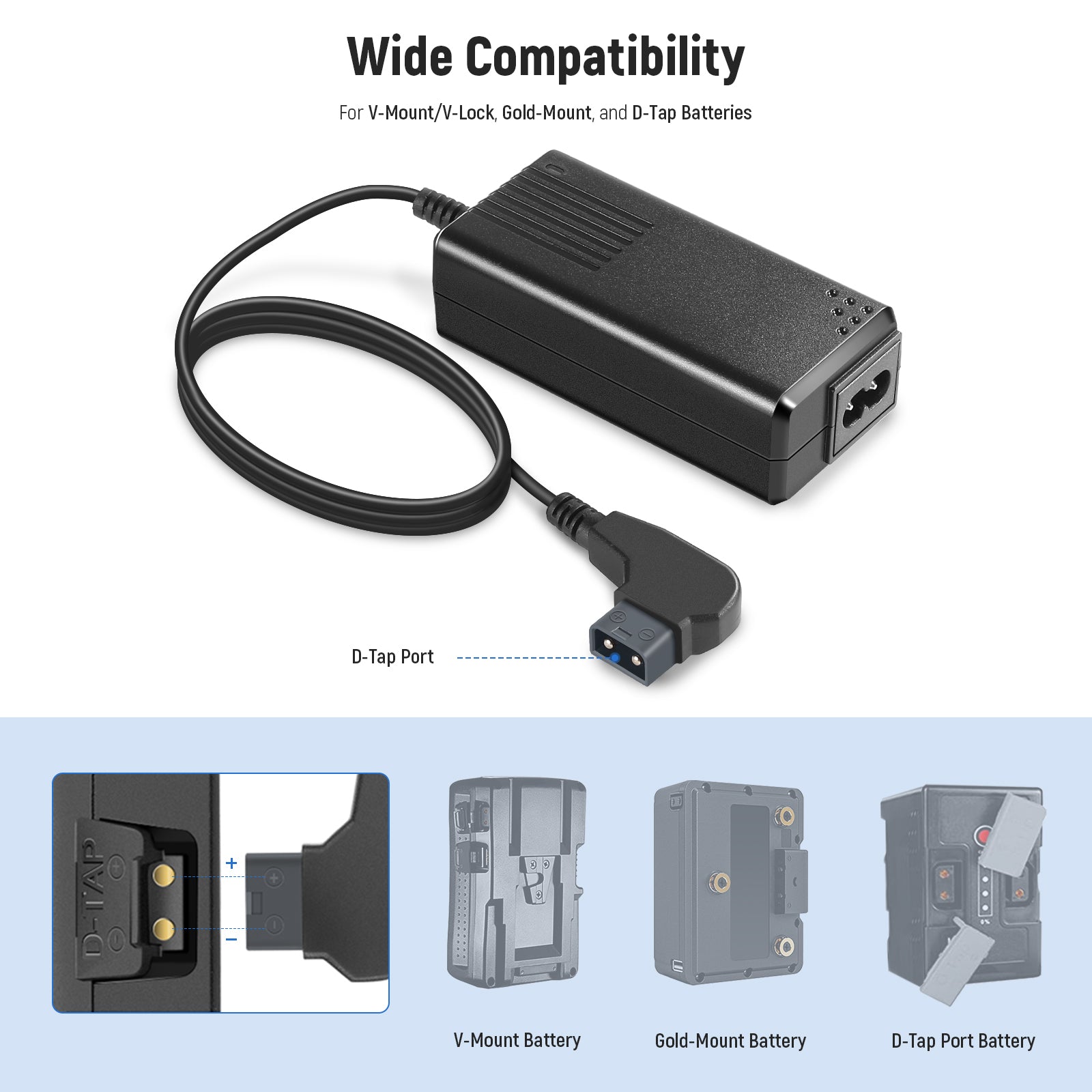 NEEWER D-Tap Battery Charger - Fast & Reliable Power Solution for Cameras, LED Lights, and Video Equipment - Perfect for On-the-Go Filmmakers and Photographers