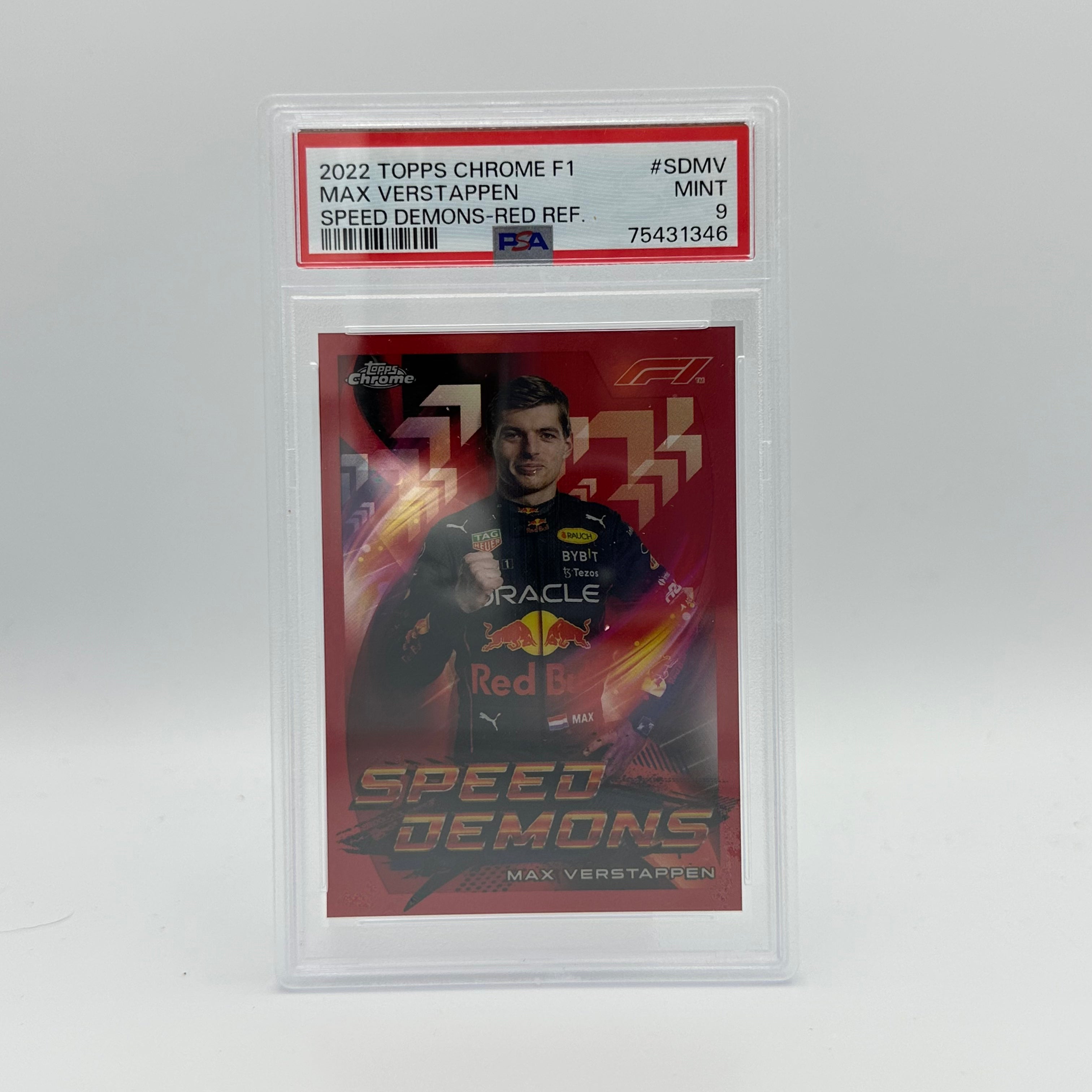 PSA 9 1/5 Max Verstappen #SDMV Speed Demons Red Refractor Trading Card - Rare Collectible for F1 Fans & Sports Memorabilia Enthusiasts