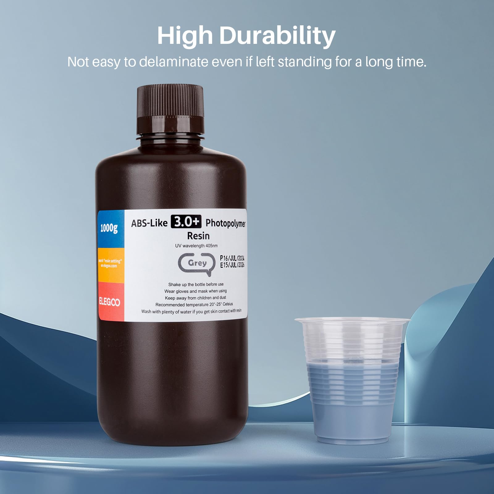ELEGOO ABS-Like 3.0+ 3D Printer Resin 1000g - High Heat-Resistant, Low Viscosity & Shrinkage Translucent UV Resin for MSLA/LCD/DLP Printers (405nm Curing) - Perfect for Miniatures, Jewelry & Prototyping