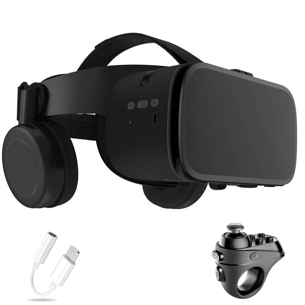 3D VR Headset with Bluetooth Controller - Compatible with iPhone 13 Pro Max/13 Pro/13/12/11, Samsung Galaxy S21, Huawei & Xiaomi Series - Immersive Gaming & Virtual Reality Experience for Movies, Travel & Education