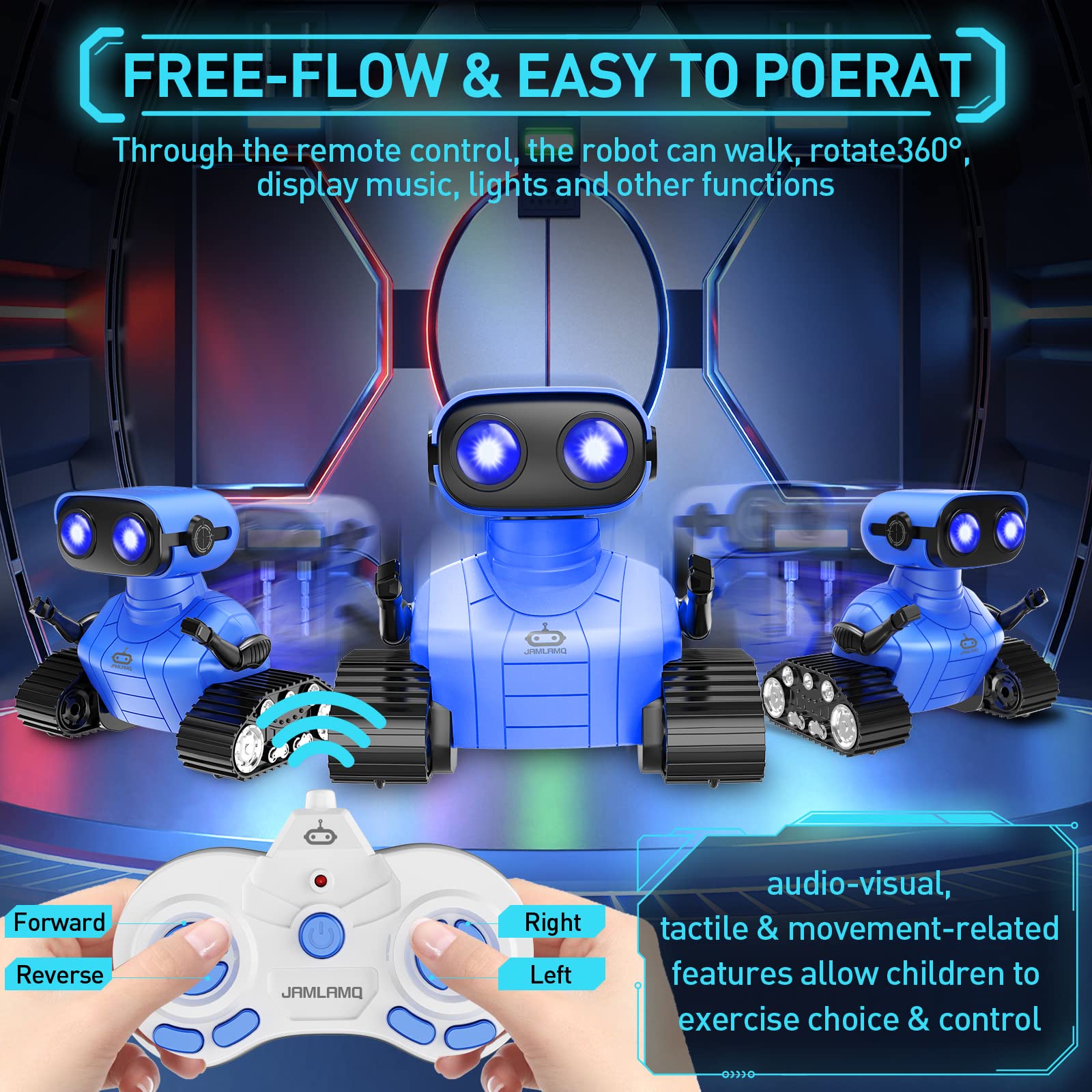 Rechargeable Remote Control Robot Toy for Kids Ages 3+ | Interactive Dancing Robot with LED Eyes, Music & Auto-Demo Mode | STEM Learning Gift for Boys & Girls (Blue) - Perfect for Birthday Presents, Playtime & Early Childhood Education