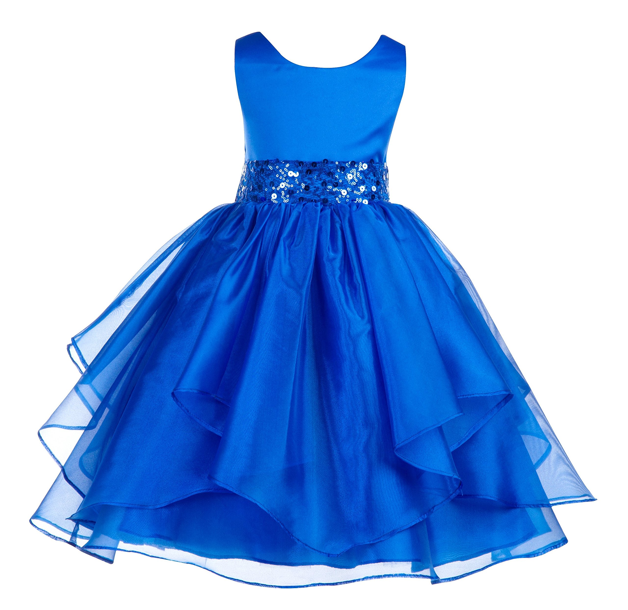 ekidsbridal Asymmetrical Ruffled Organza Sequin Flower Girl Dress for Toddlers - Perfect for Weddings, Pageants & Special Occasions