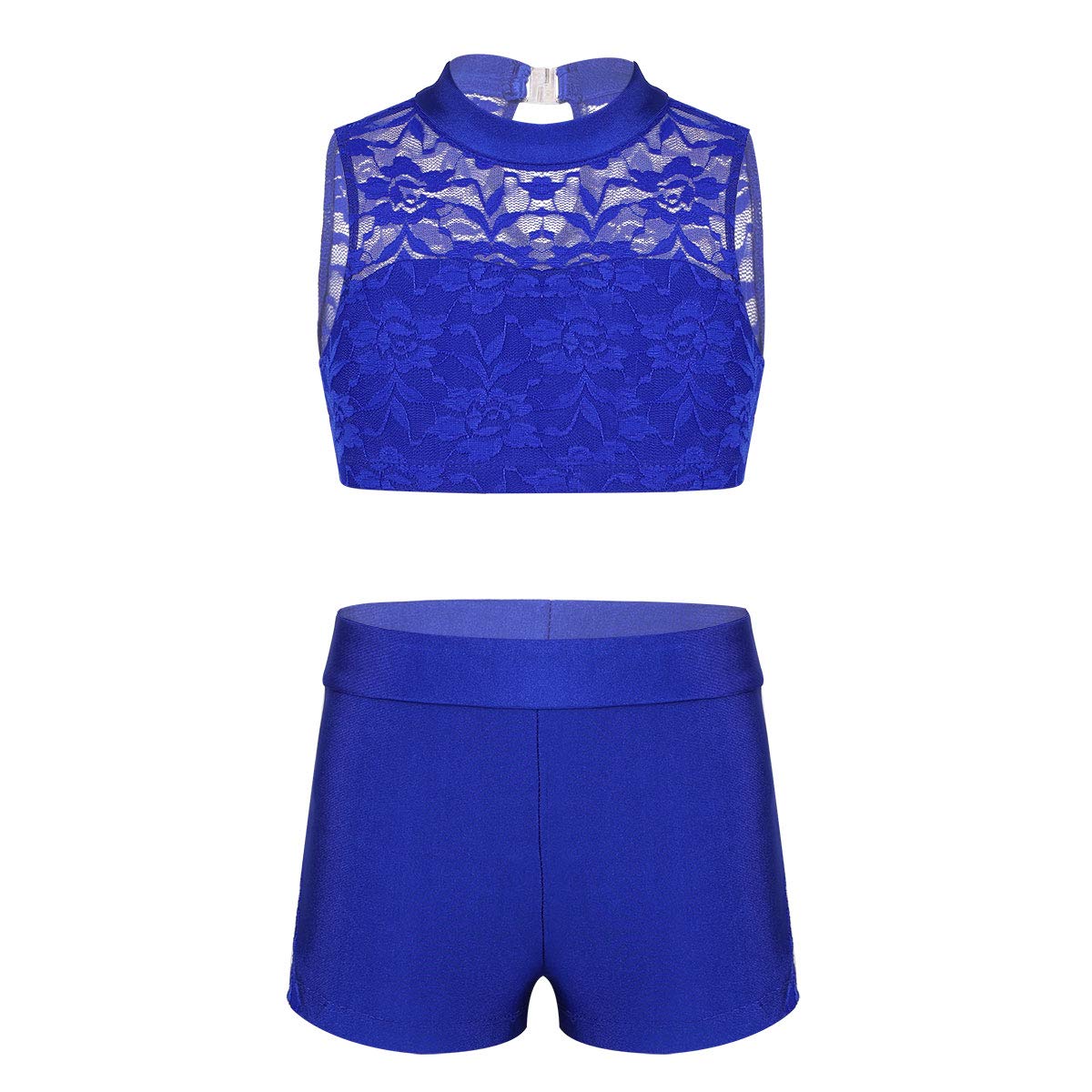 MSemis Girls' 2-Piece Active Dance Set - Racerback Top & Booty Shorts for Gymnastics, Cheerleading, Ballet, Jazz & Hip Hop Performance