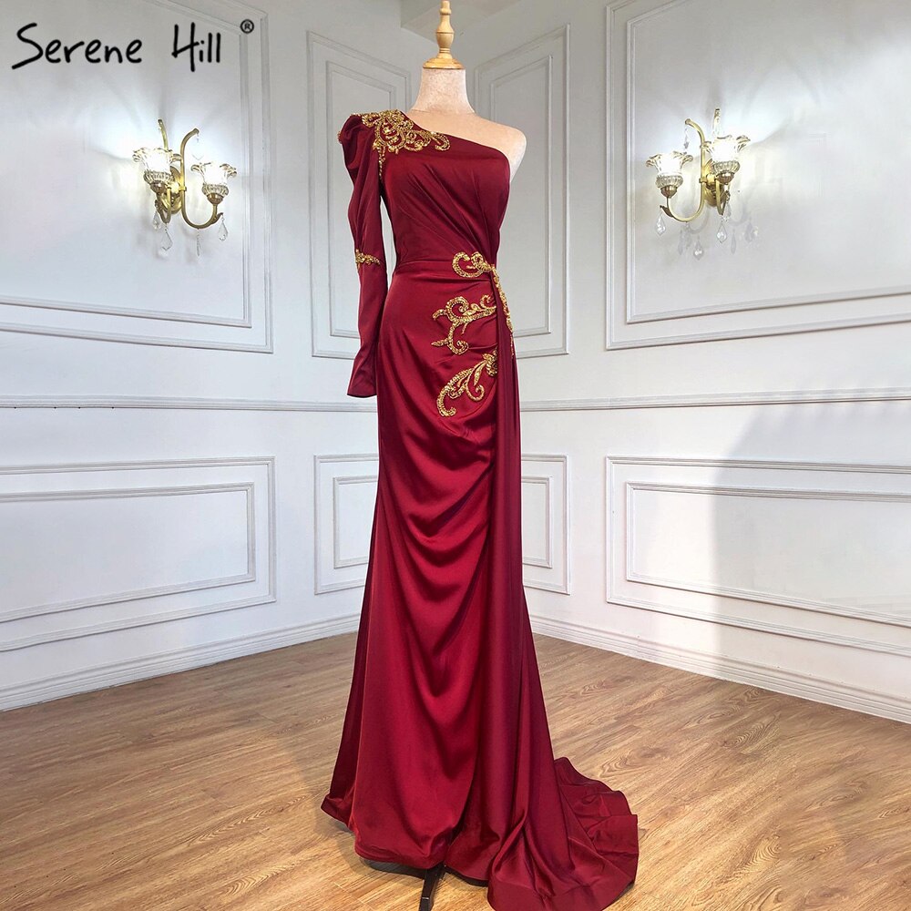 Elegant Wine Red Satin Mermaid Evening Gown for Women - Serene Hill 2025 Prom Dress, Formal Party Dress, Wedding Guest Dress - Perfect for Cocktail Parties, Galas & Special Occasions
